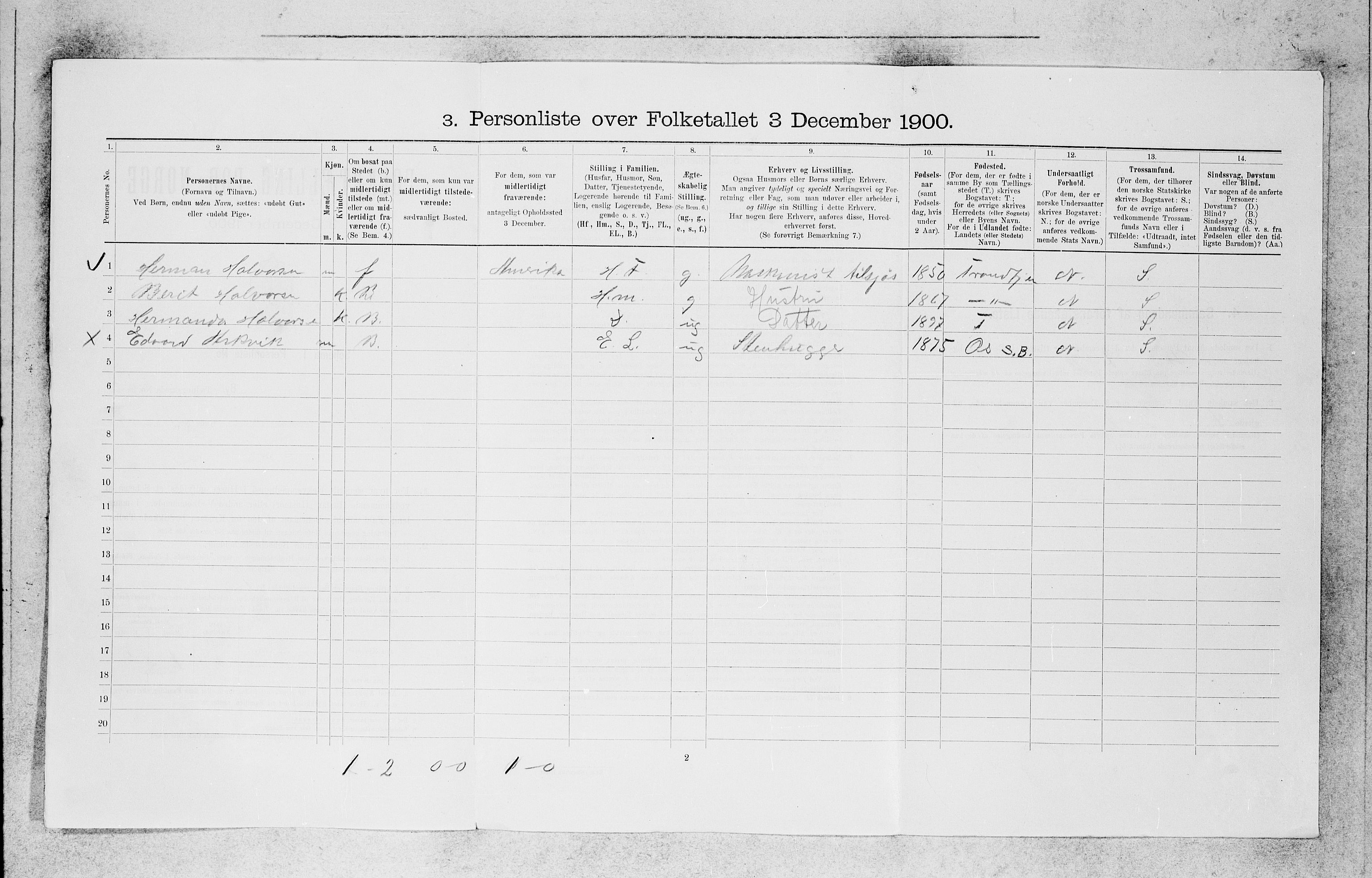 SAB, 1900 census for Bergen, 1900, p. 7776