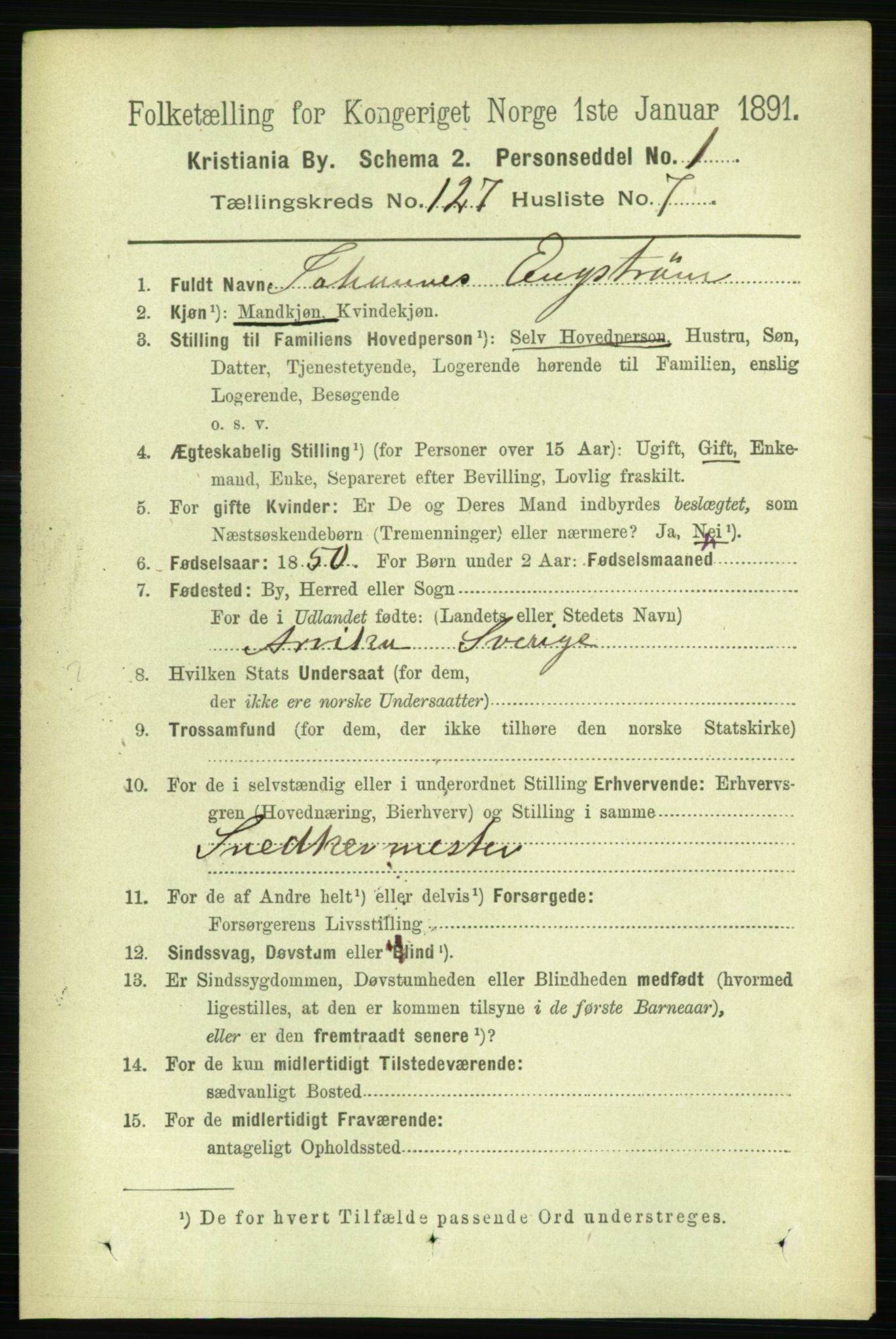 RA, 1891 census for 0301 Kristiania, 1891, p. 68055