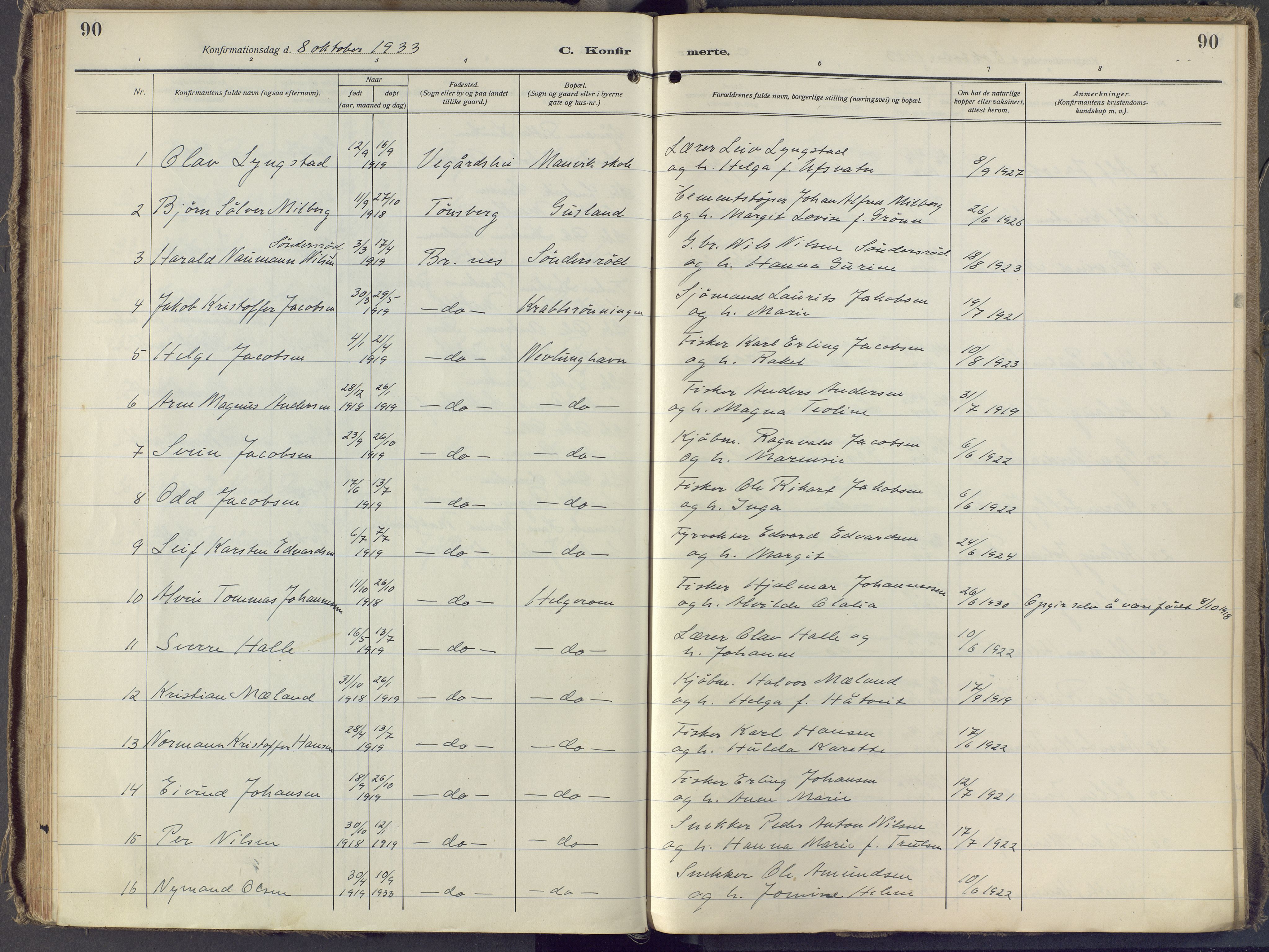 Brunlanes kirkebøker, SAKO/A-342/F/Fb/L0004: Parish register (official) no. II 4, 1923-1940, p. 90
