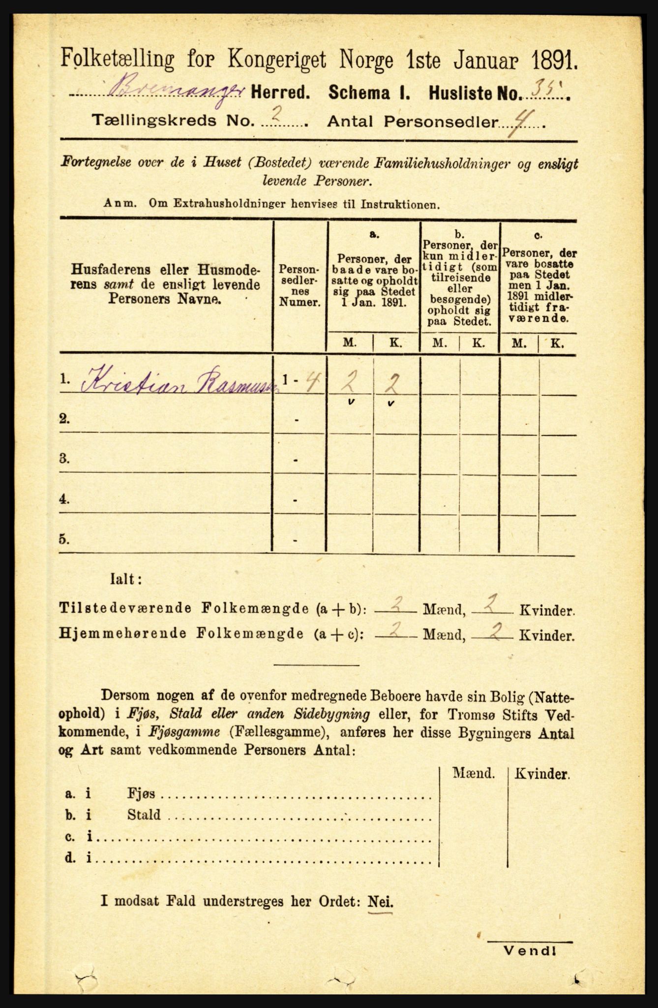 RA, 1891 census for 1438 Bremanger, 1891, p. 646