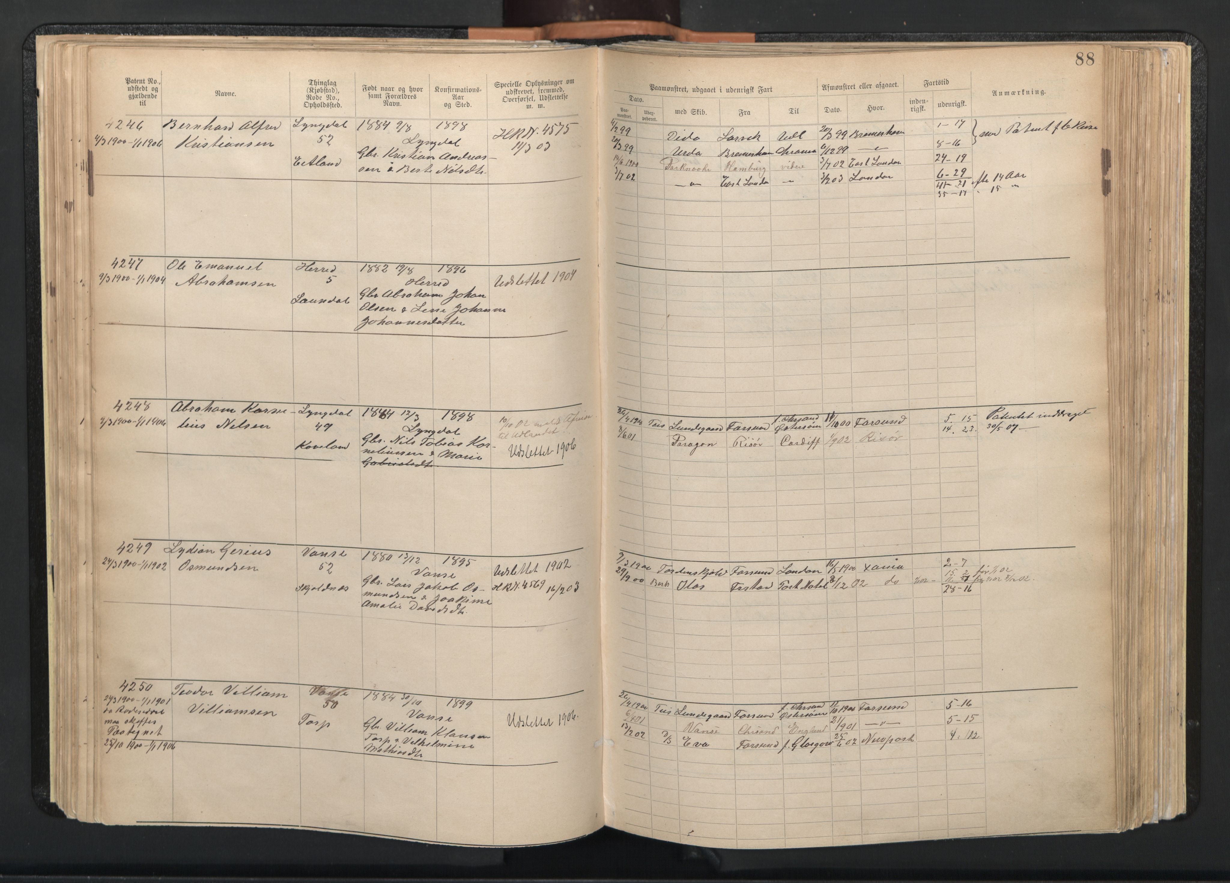 Farsund mønstringskrets, AV/SAK-2031-0017/F/Fa/L0003: Annotasjonsrulle nr 3816-5304 med register, M-3, 1894-1948, p. 119