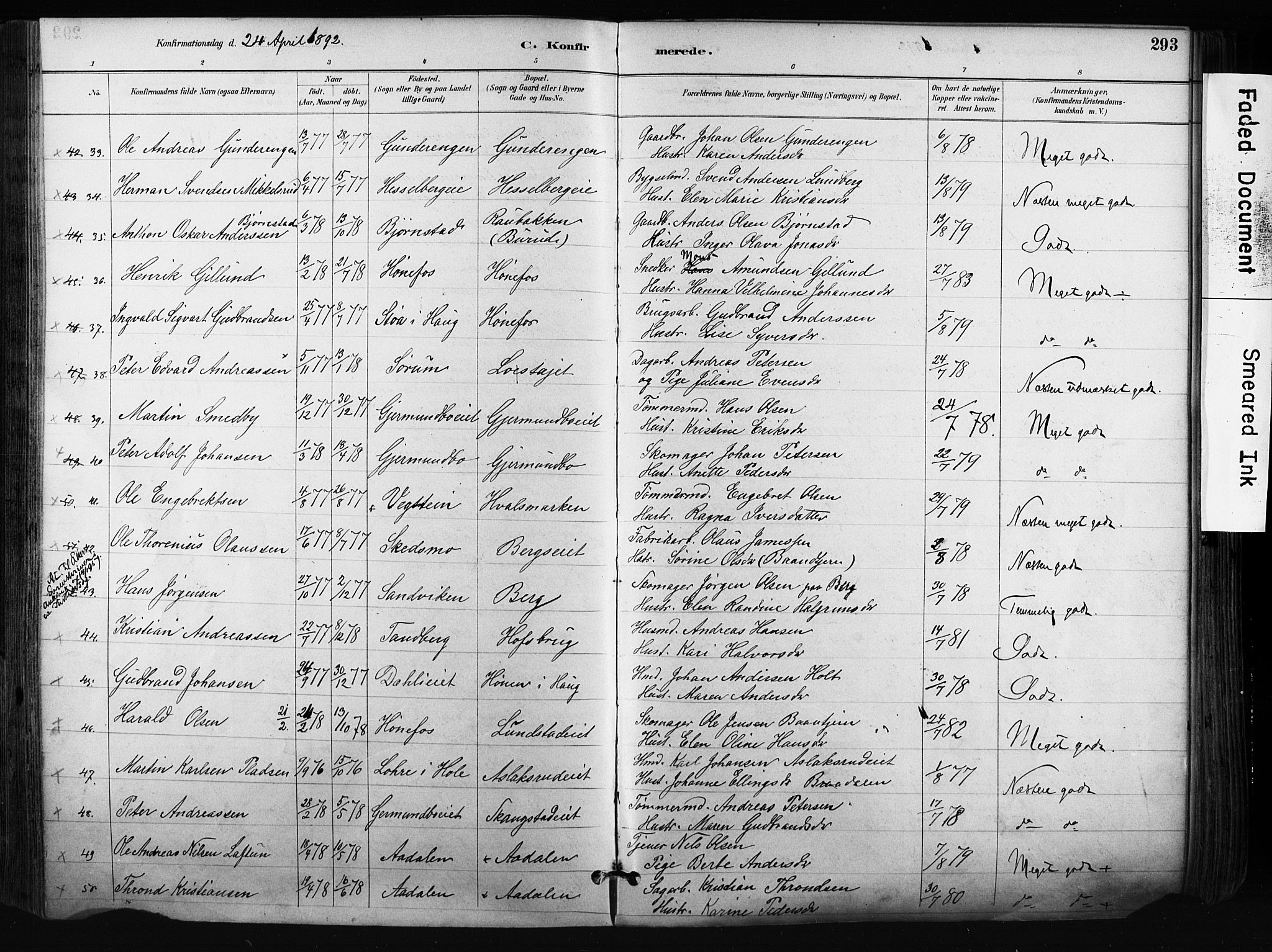 Norderhov kirkebøker, SAKO/A-237/F/Fa/L0016: Parish register (official) no. 16, 1885-1902, p. 293