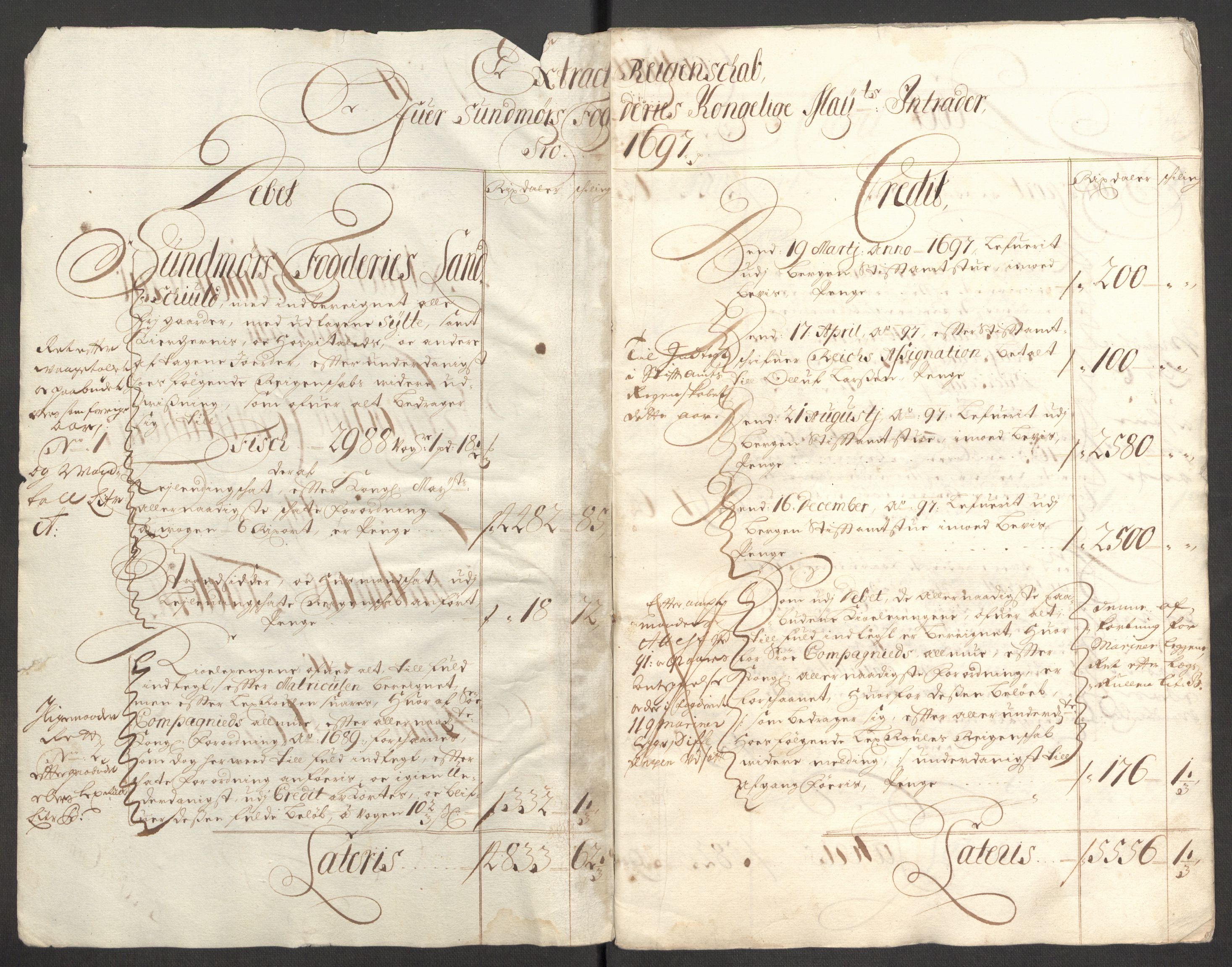 Rentekammeret inntil 1814, Reviderte regnskaper, Fogderegnskap, AV/RA-EA-4092/R54/L3556: Fogderegnskap Sunnmøre, 1696-1698, p. 159