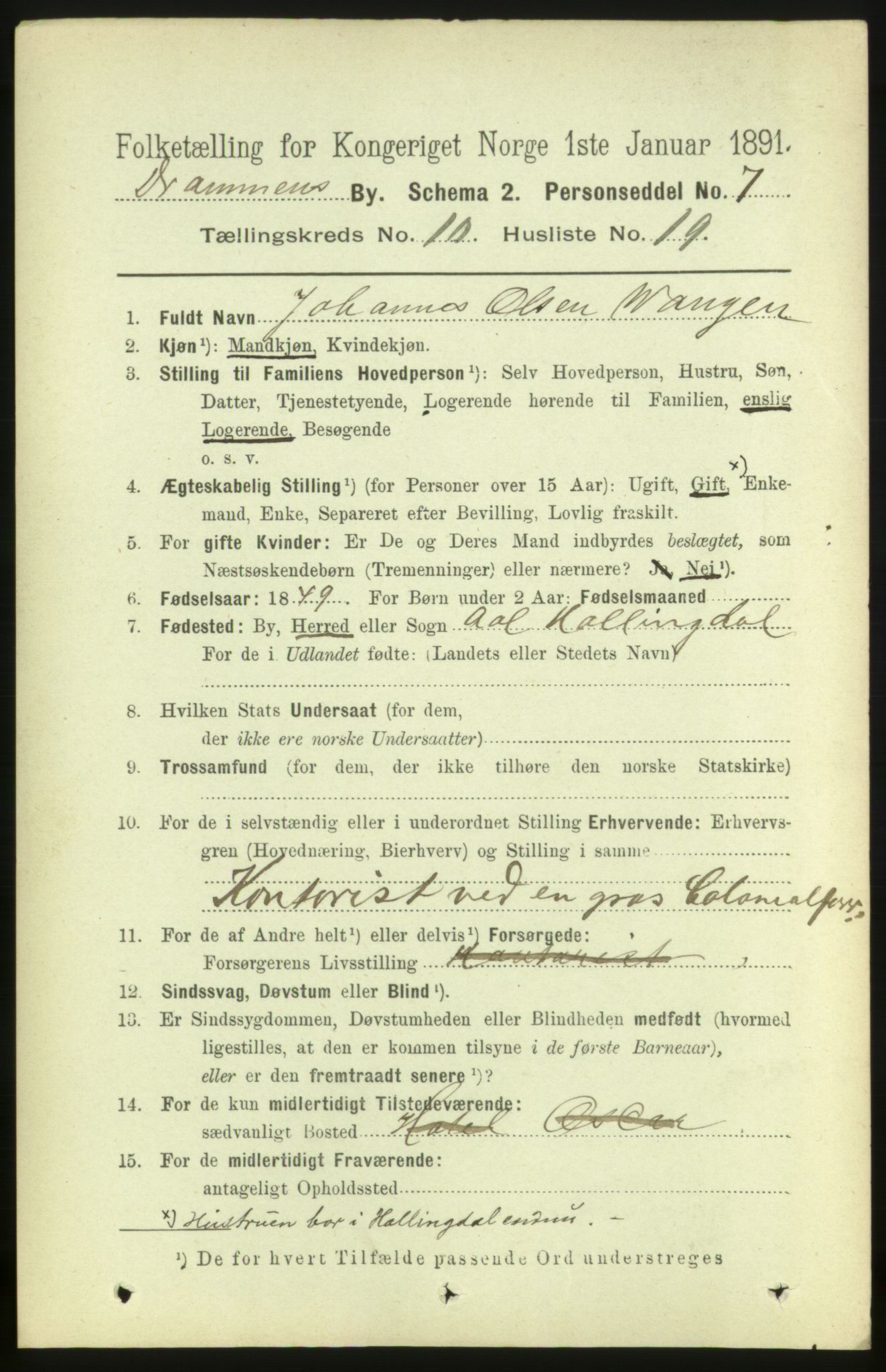 RA, 1891 census for 0602 Drammen, 1891, p. 8189