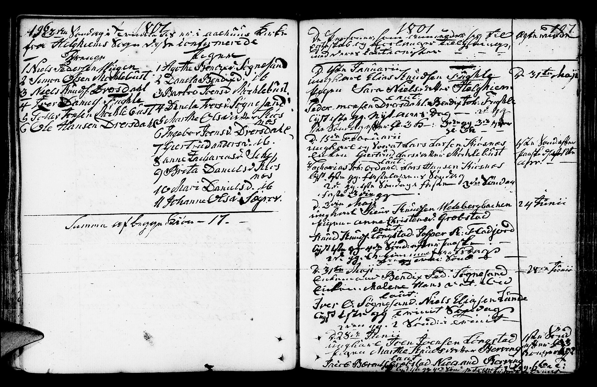 Jølster sokneprestembete, AV/SAB-A-80701/H/Haa/Haaa/L0006: Parish register (official) no. A 6, 1790-1821, p. 196-197