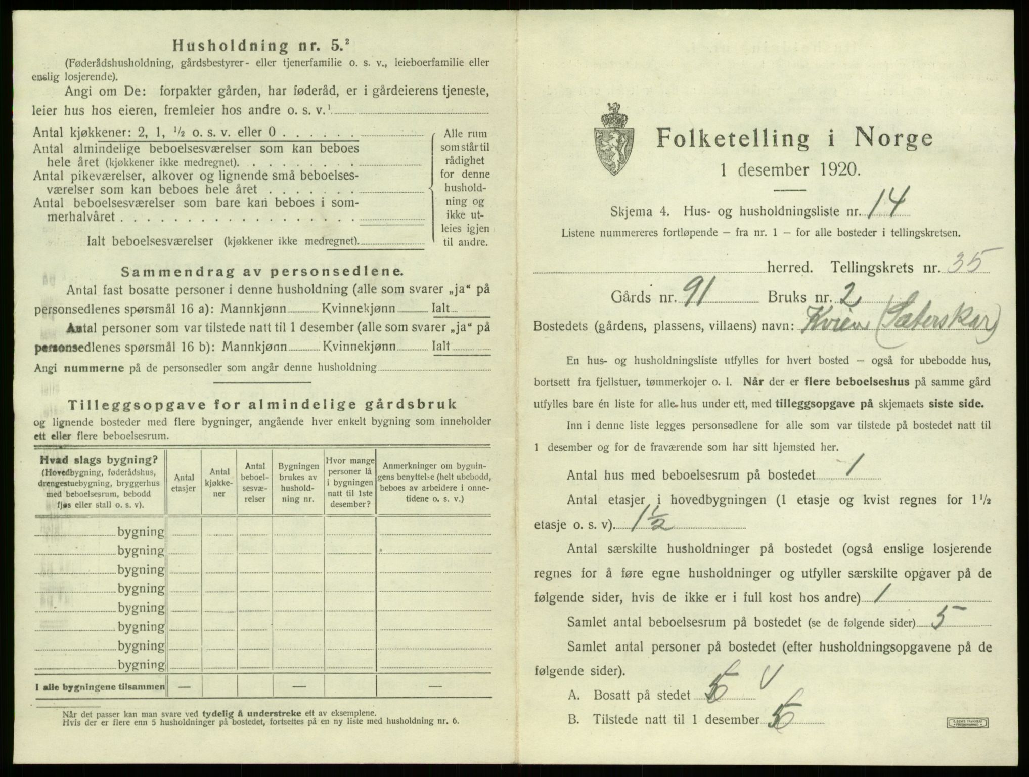 SAB, 1920 census for Kinn, 1920, p. 1730