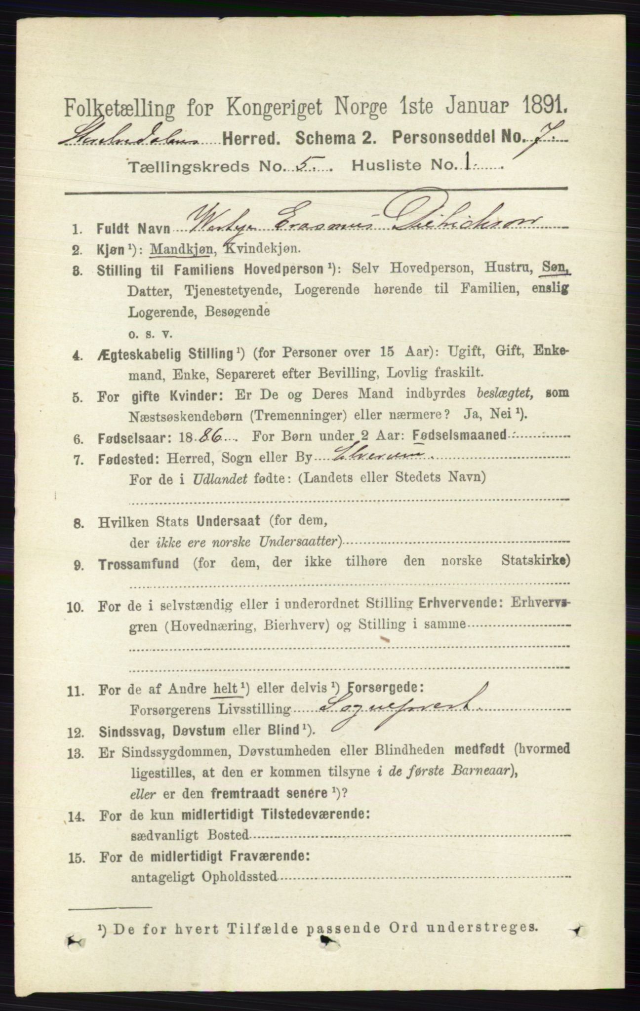 RA, 1891 census for 0430 Stor-Elvdal, 1891, p. 1720