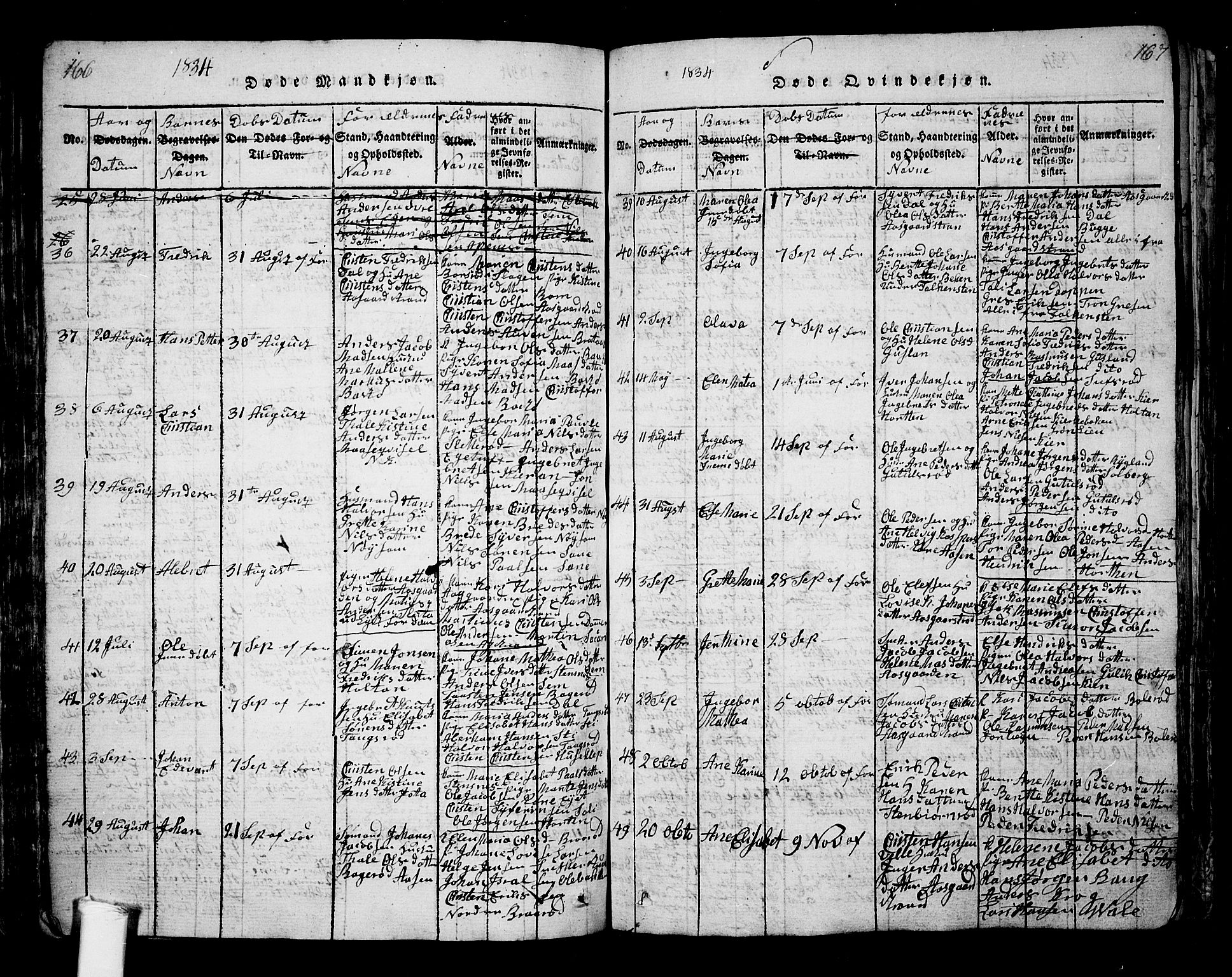 Borre kirkebøker, SAKO/A-338/G/Ga/L0001: Parish register (copy) no. I 1, 1815-1851, p. 166-167