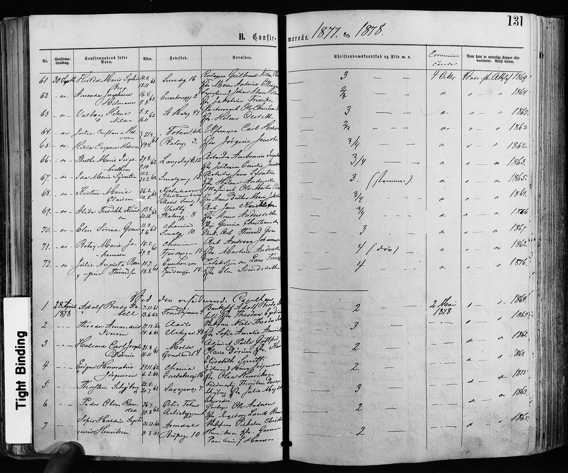 Grønland prestekontor Kirkebøker, AV/SAO-A-10848/F/Fa/L0005: Parish register (official) no. 5, 1869-1880, p. 131