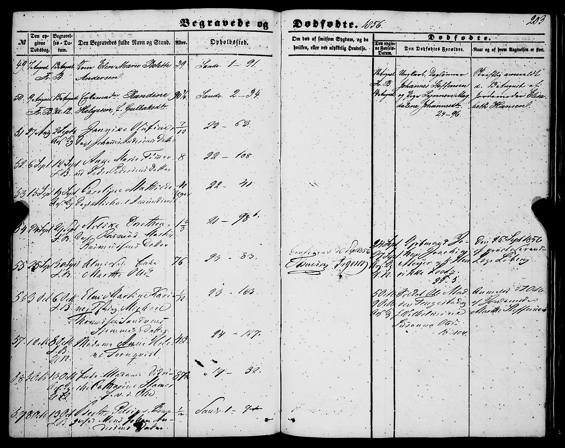 Korskirken sokneprestembete, AV/SAB-A-76101/H/Haa: Parish register (official) no. E 2, 1848-1862, p. 203