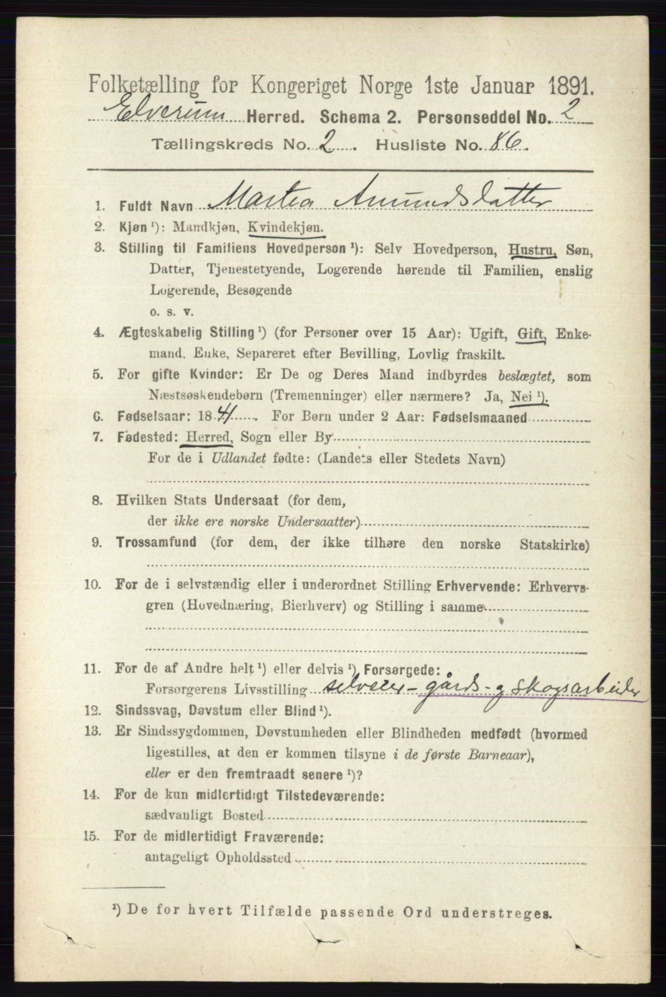 RA, 1891 census for 0427 Elverum, 1891, p. 1773