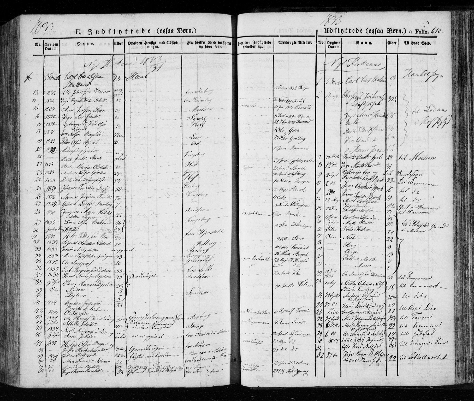 Eiker kirkebøker, SAKO/A-4/F/Fa/L0013a: Parish register (official) no. I 13A, 1832-1845, p. 610