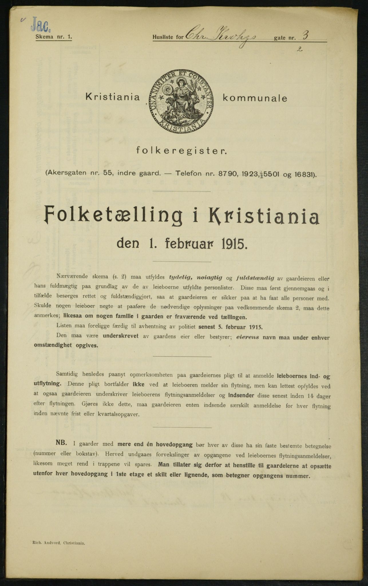 OBA, Municipal Census 1915 for Kristiania, 1915, p. 11815