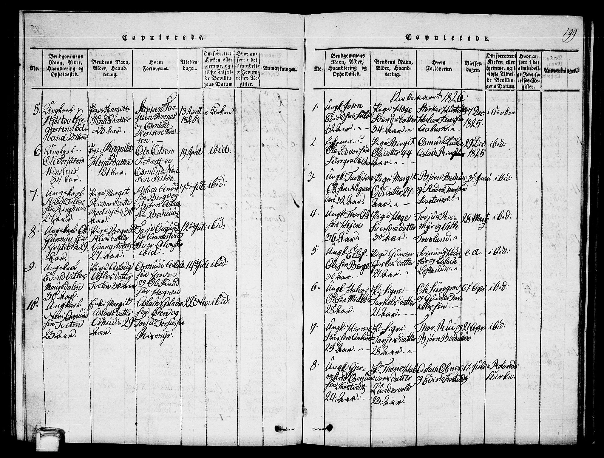 Vinje kirkebøker, SAKO/A-312/G/Ga/L0001: Parish register (copy) no. I 1, 1814-1843, p. 199