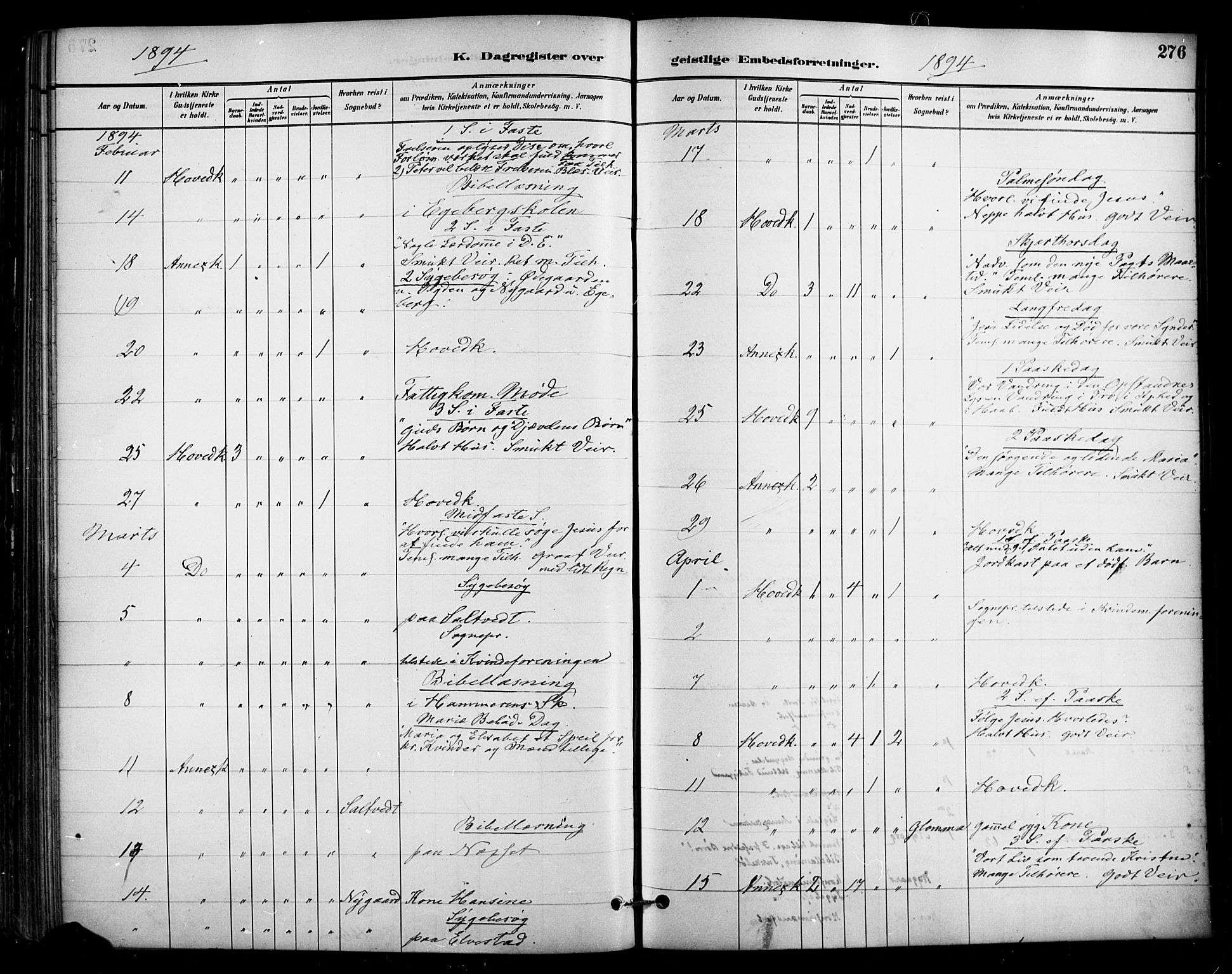 Enebakk prestekontor Kirkebøker, SAO/A-10171c/F/Fa/L0016: Parish register (official) no. I 16, 1883-1898, p. 276