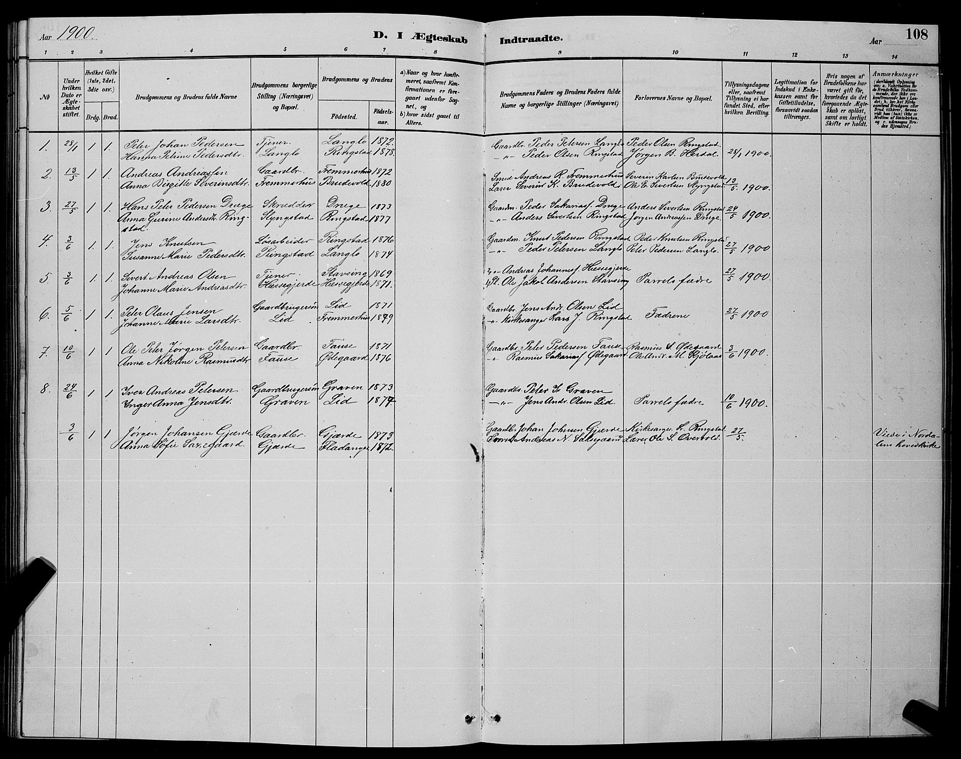 Ministerialprotokoller, klokkerbøker og fødselsregistre - Møre og Romsdal, AV/SAT-A-1454/520/L0292: Parish register (copy) no. 520C04, 1882-1901, p. 108