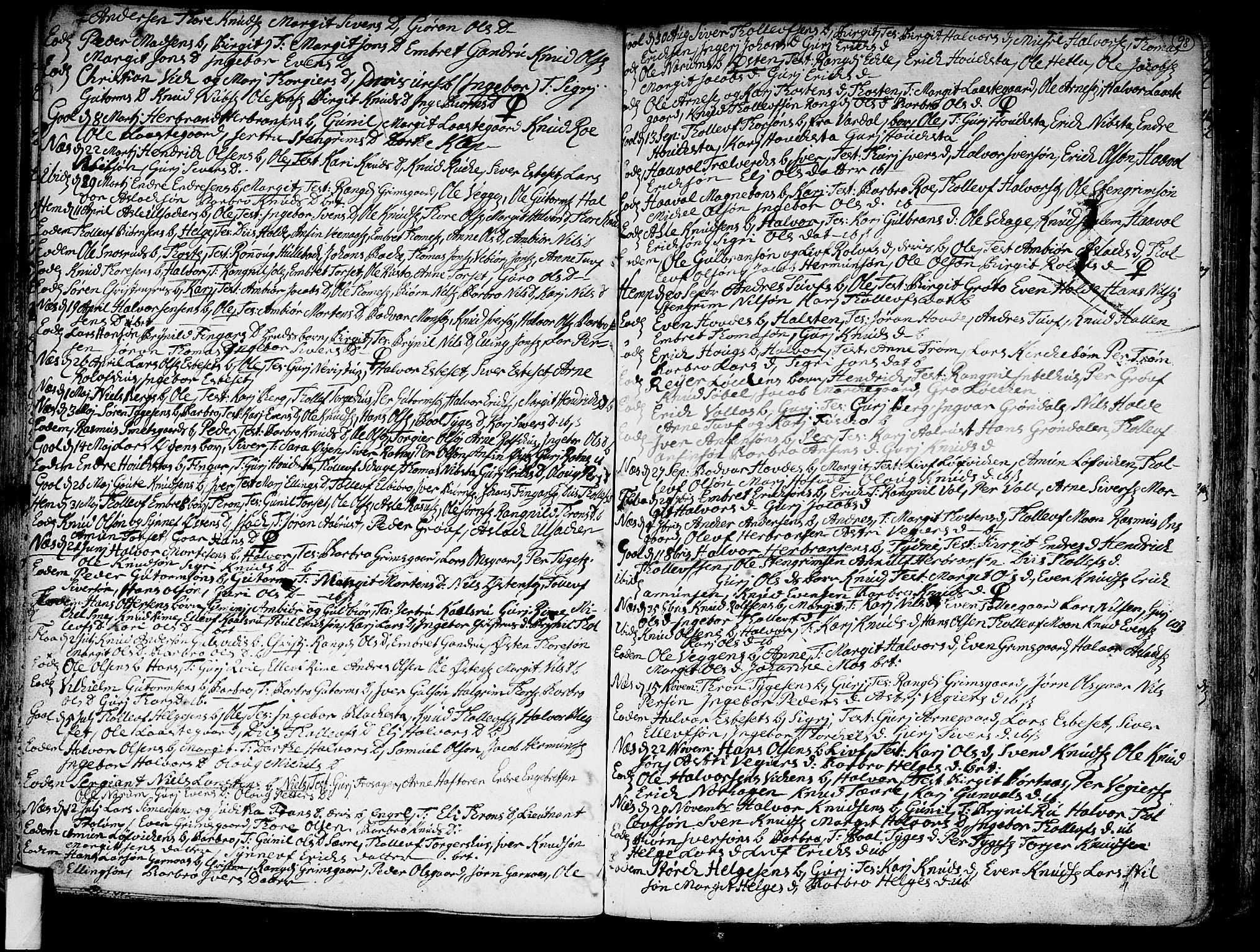 Nes kirkebøker, AV/SAKO-A-236/F/Fa/L0002: Parish register (official) no. 2, 1707-1759, p. 98