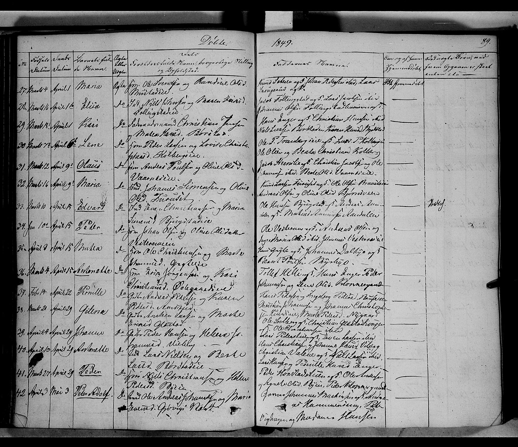 Vardal prestekontor, SAH/PREST-100/H/Ha/Haa/L0005: Parish register (official) no. 5, 1831-1853, p. 89