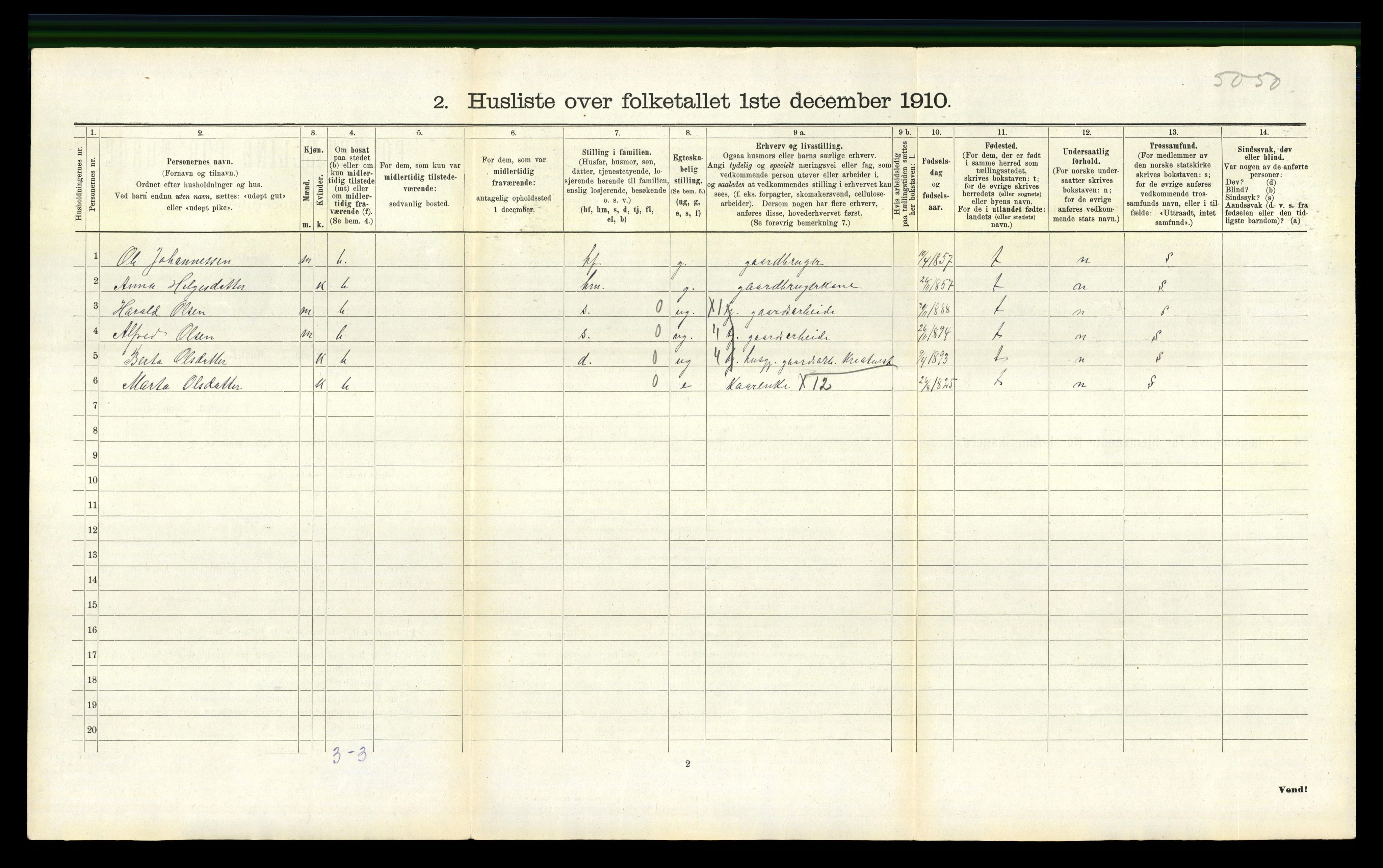 RA, 1910 census for Haus, 1910, p. 709