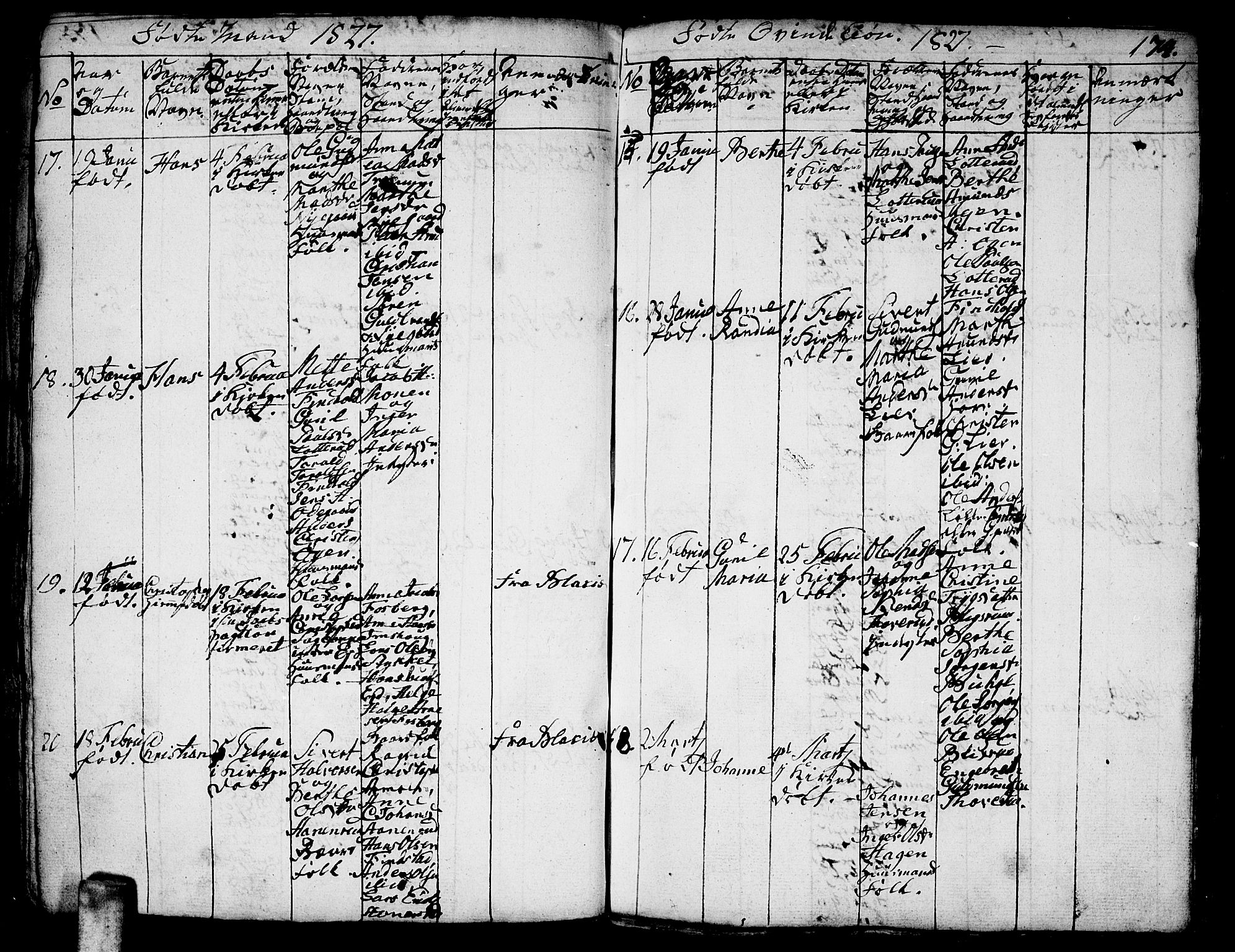 Aurskog prestekontor Kirkebøker, AV/SAO-A-10304a/F/Fa/L0005: Parish register (official) no. I 5, 1814-1829, p. 174
