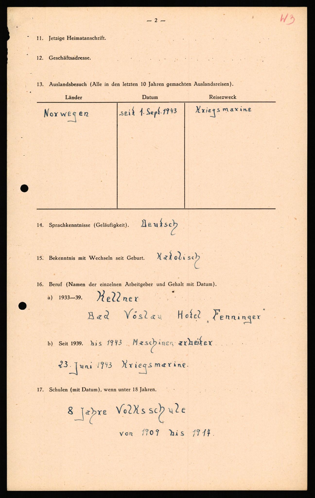 Forsvaret, Forsvarets overkommando II, AV/RA-RAFA-3915/D/Db/L0040: CI Questionaires. Tyske okkupasjonsstyrker i Norge. Østerrikere., 1945-1946, p. 370