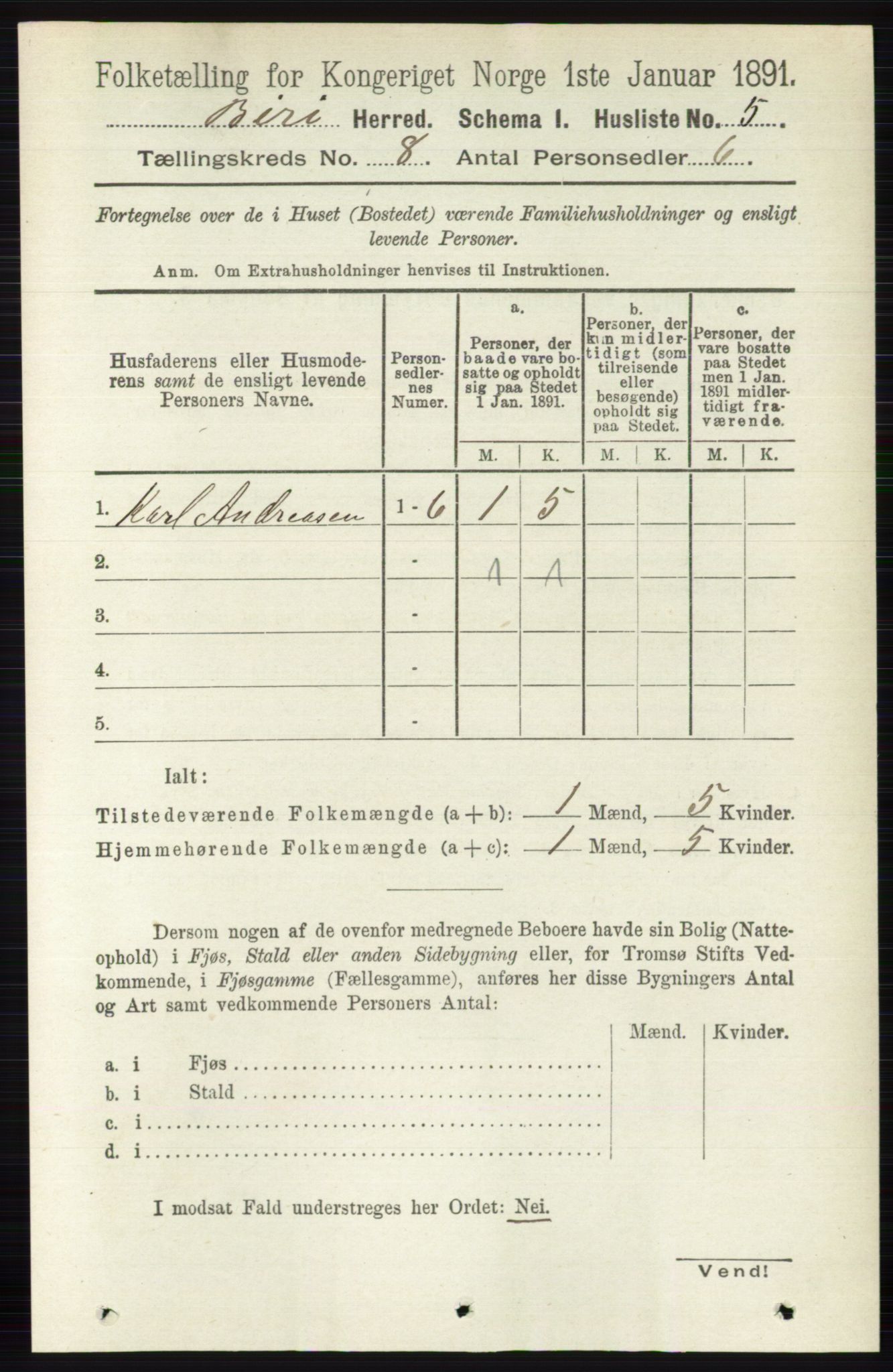 RA, 1891 census for 0525 Biri, 1891, p. 2841