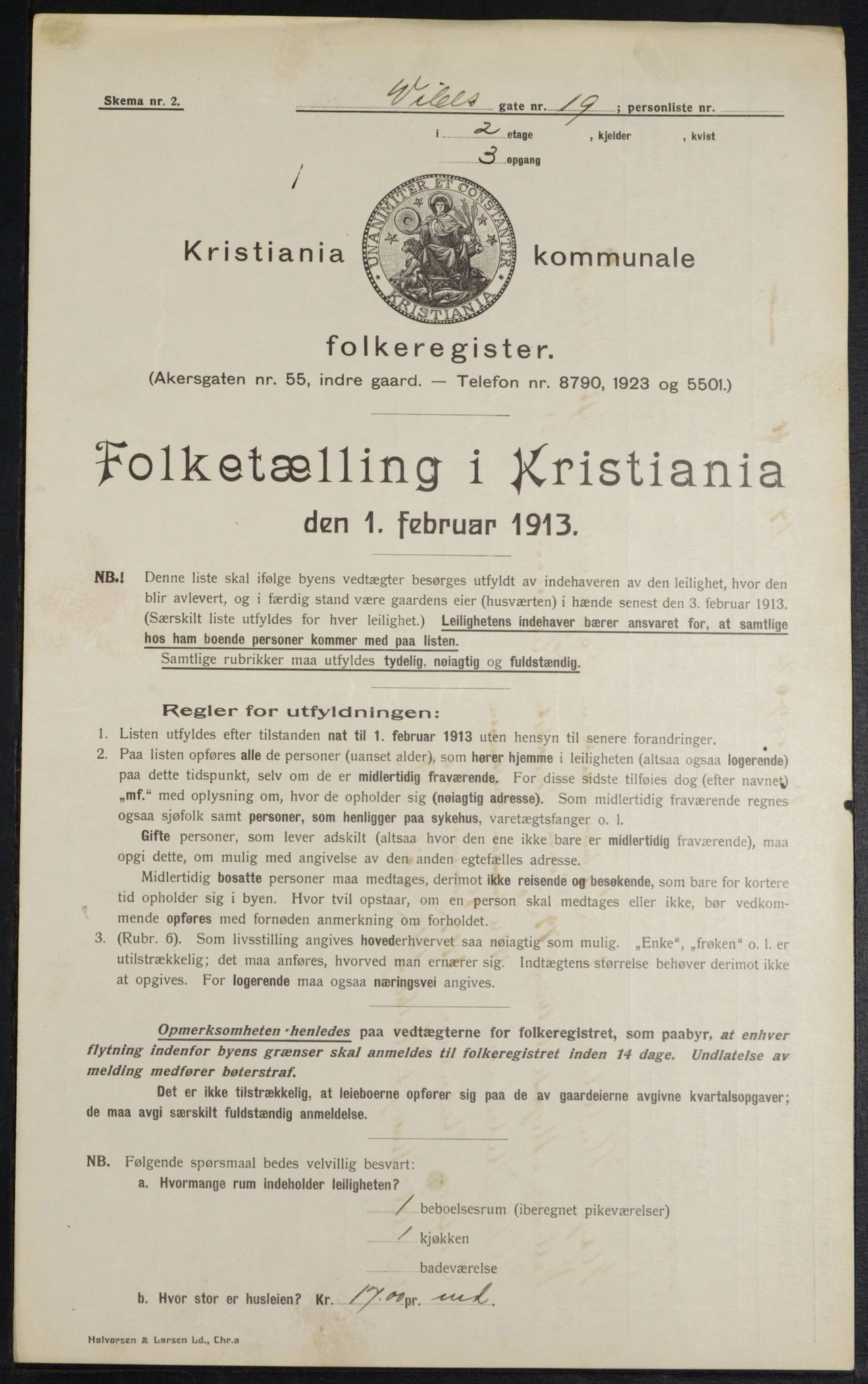 OBA, Municipal Census 1913 for Kristiania, 1913, p. 123161
