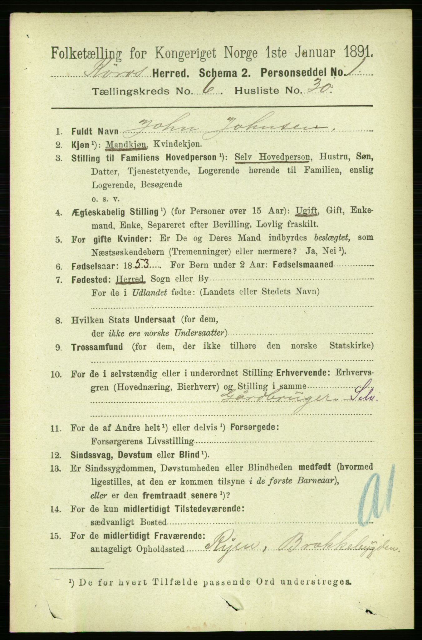 RA, 1891 census for 1640 Røros, 1891, p. 1334