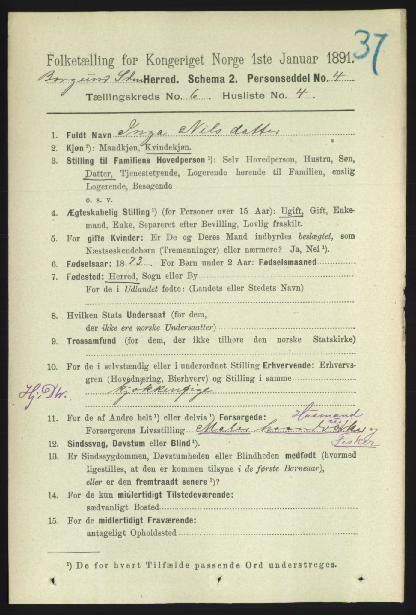 RA, 1891 census for 1531 Borgund, 1891, p. 1589