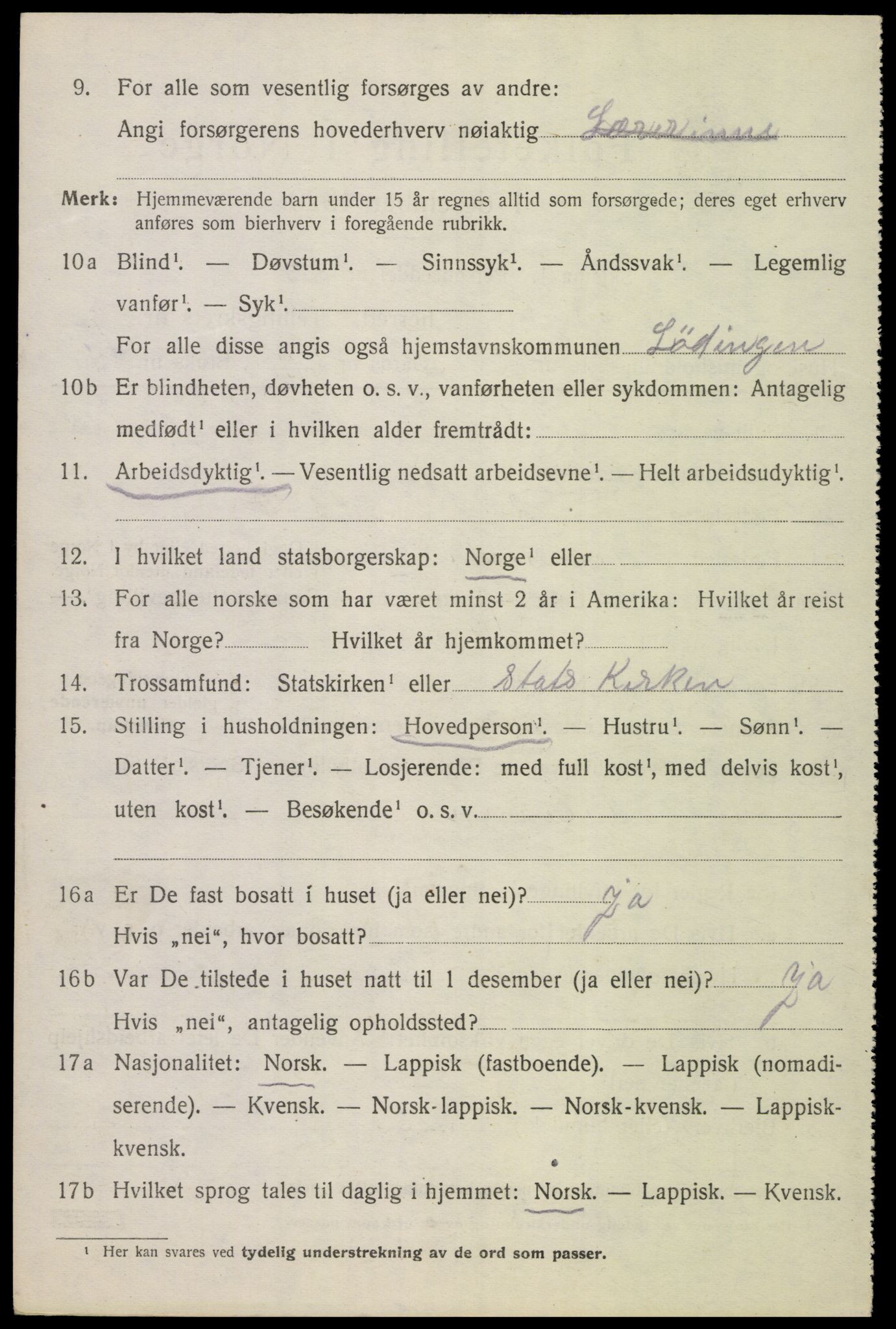 SAT, 1920 census for Ankenes, 1920, p. 4914