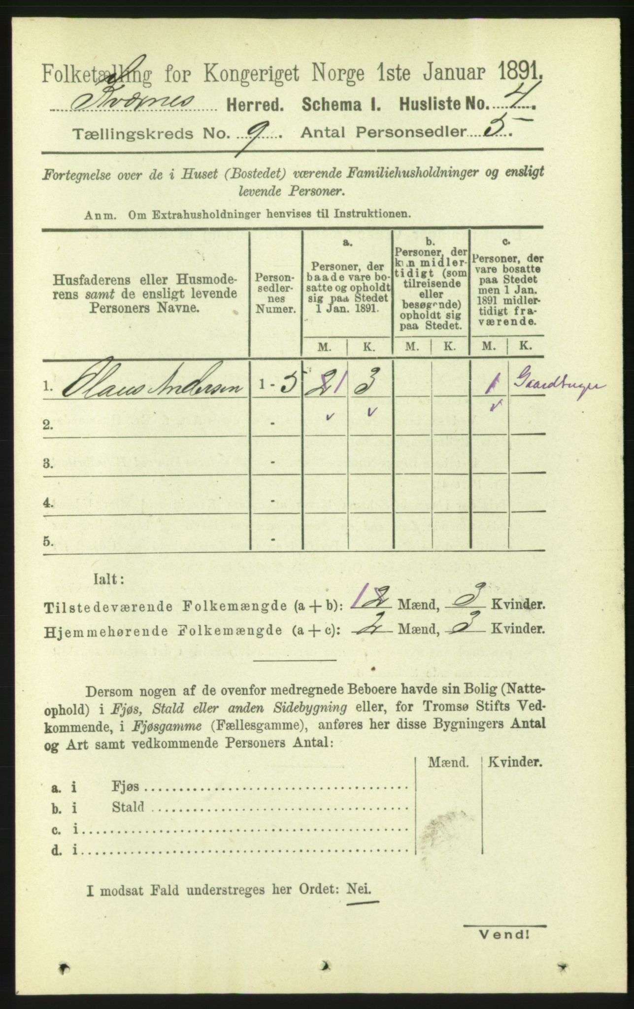 RA, 1891 census for 1553 Kvernes, 1891, p. 3888