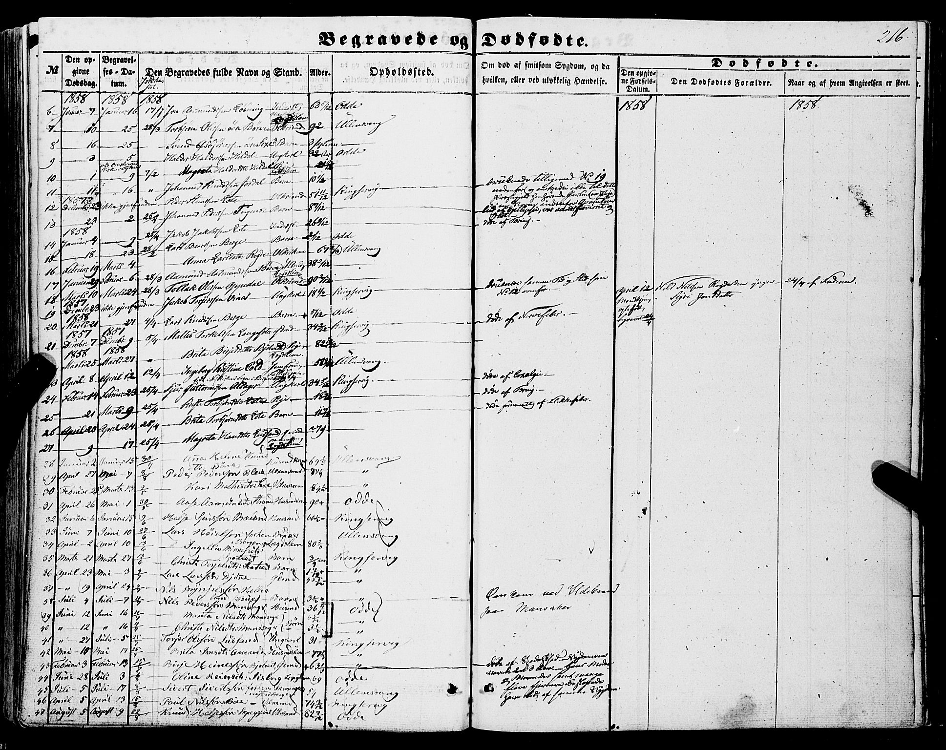 Ullensvang sokneprestembete, SAB/A-78701/H/Haa: Parish register (official) no. A 11, 1854-1866, p. 216