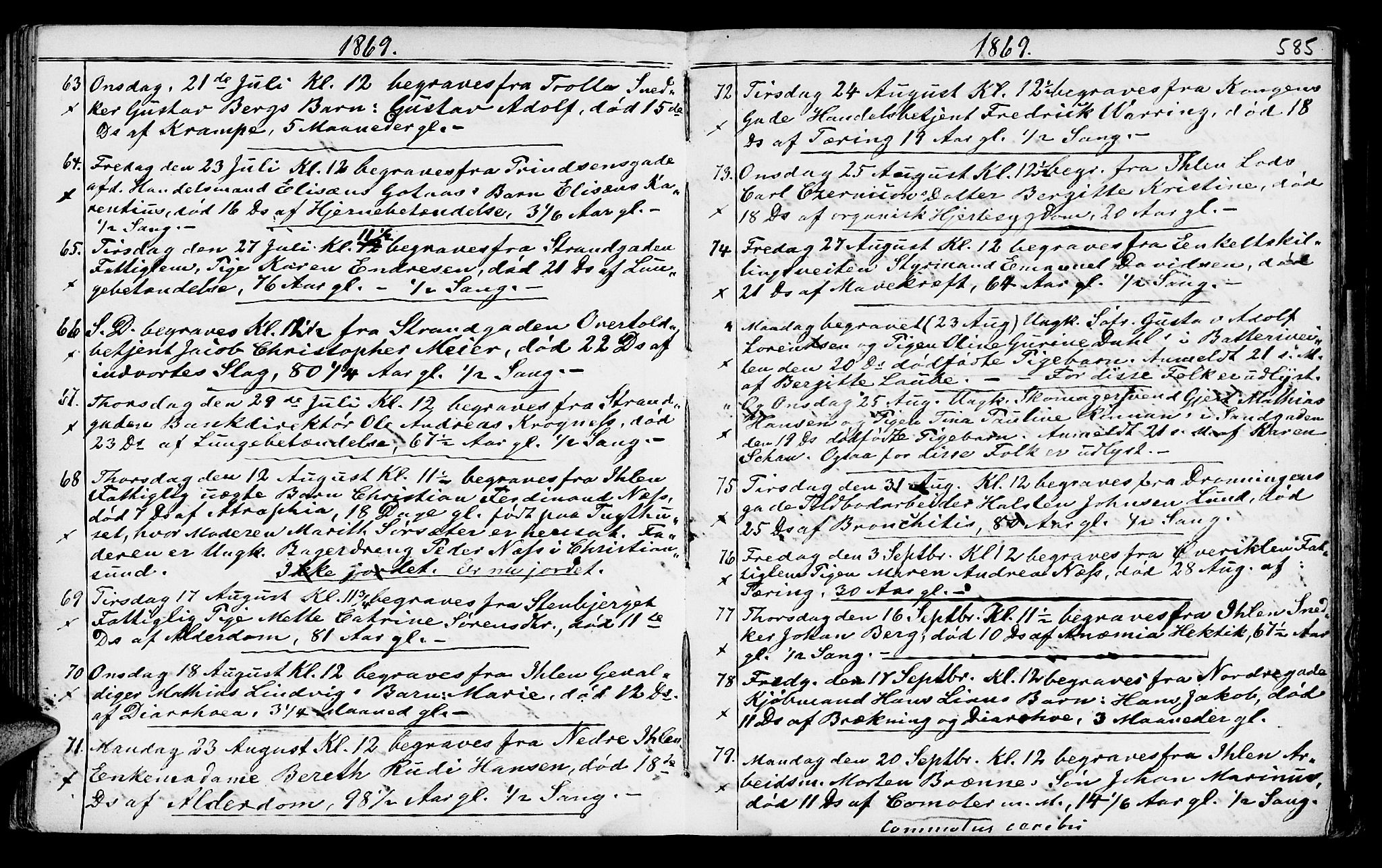 Ministerialprotokoller, klokkerbøker og fødselsregistre - Sør-Trøndelag, SAT/A-1456/602/L0140: Parish register (copy) no. 602C08, 1864-1872, p. 584-585