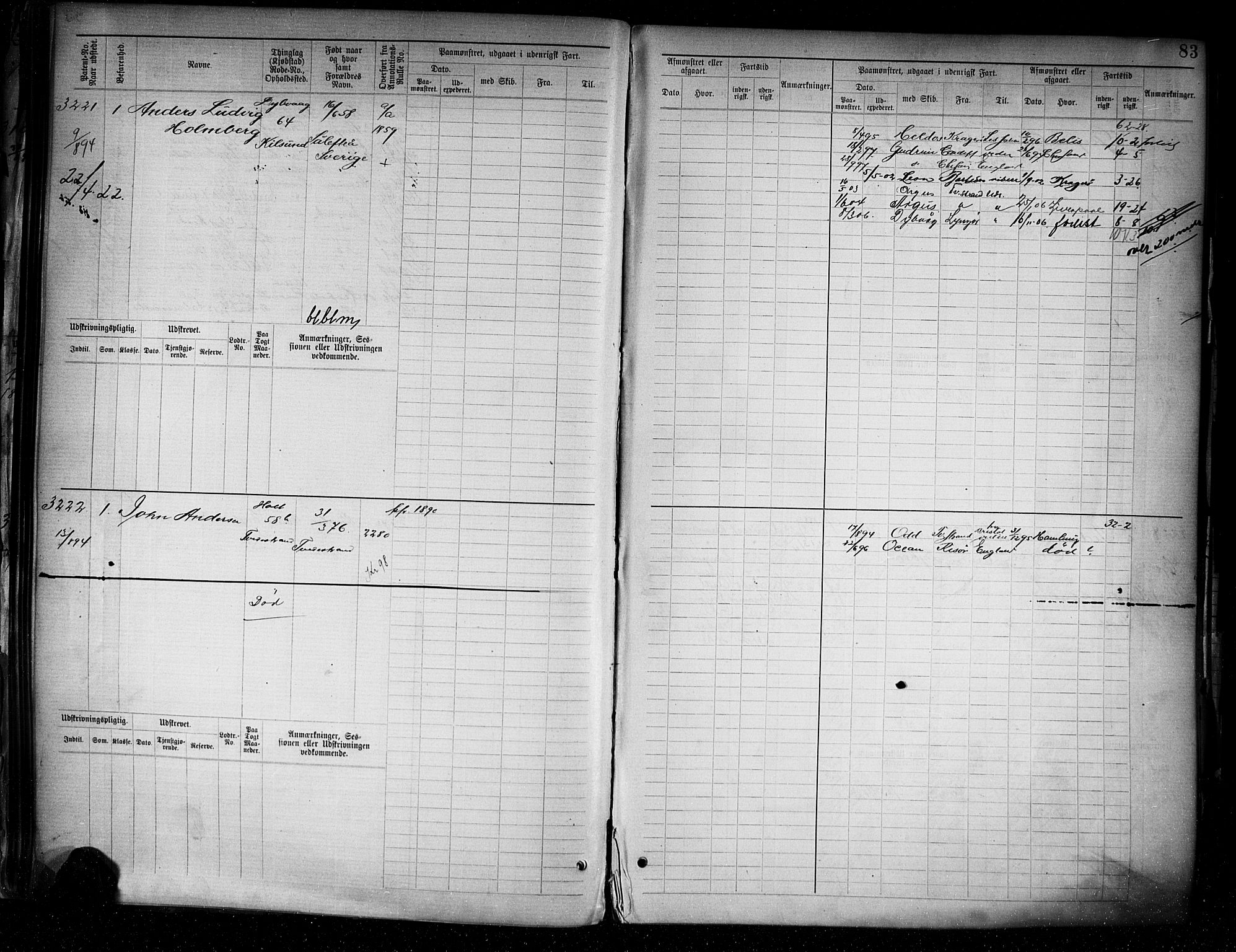Tvedestrand mønstringskrets, AV/SAK-2031-0011/F/Fb/L0005: Hovedrulle A nr 3057-3817, R-6, 1890-1920, p. 85