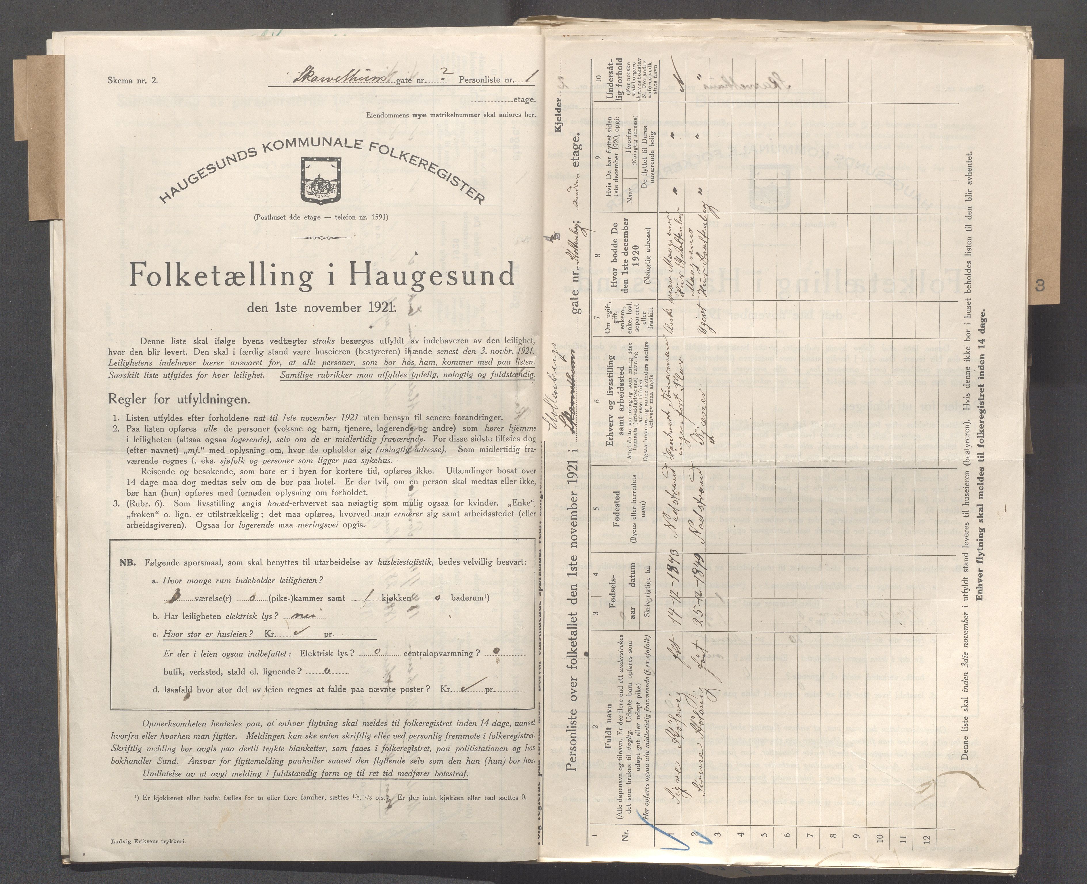 IKAR, Local census 1.11.1921 for Haugesund, 1921, p. 7047