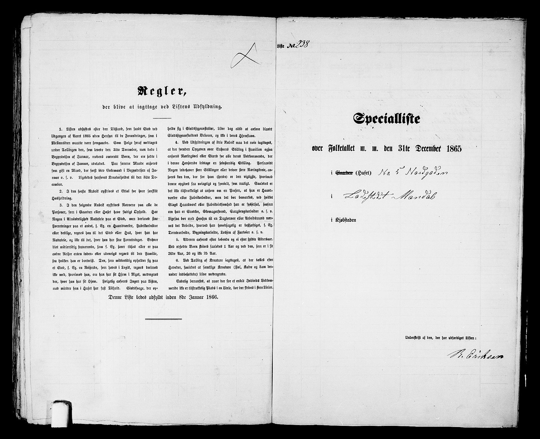 RA, 1865 census for Mandal/Mandal, 1865, p. 478