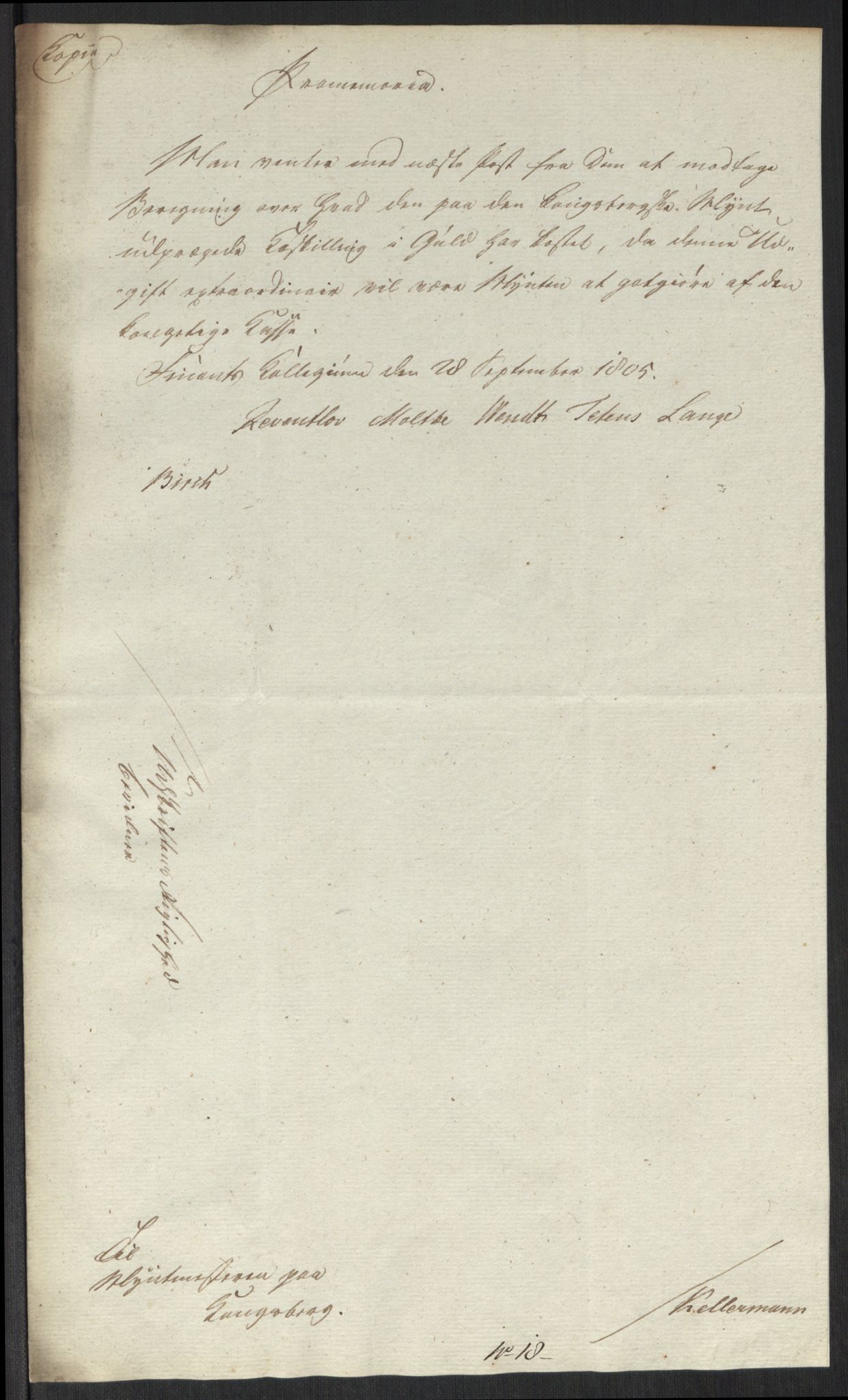 Rentekammeret inntil 1814, Realistisk ordnet avdeling, AV/RA-EA-4070/Oa/L0008: [Y6]: Embetsbrev til myntmesteren på Kongsberg (1797-1806 og 1808-1813), 1797-1813, p. 211