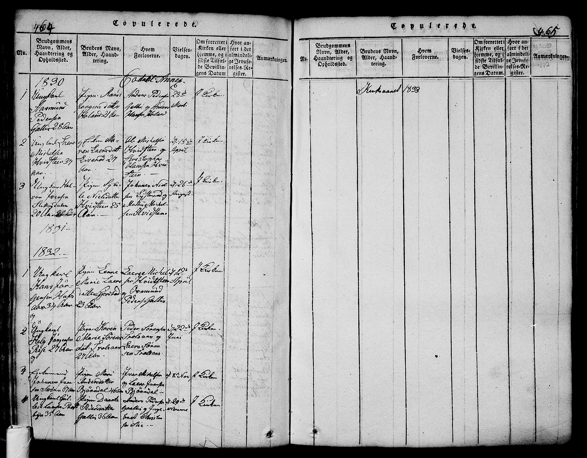 Andebu kirkebøker, AV/SAKO-A-336/G/Ga/L0002: Parish register (copy) no. I 2 /3, 1823-1832, p. 464-465