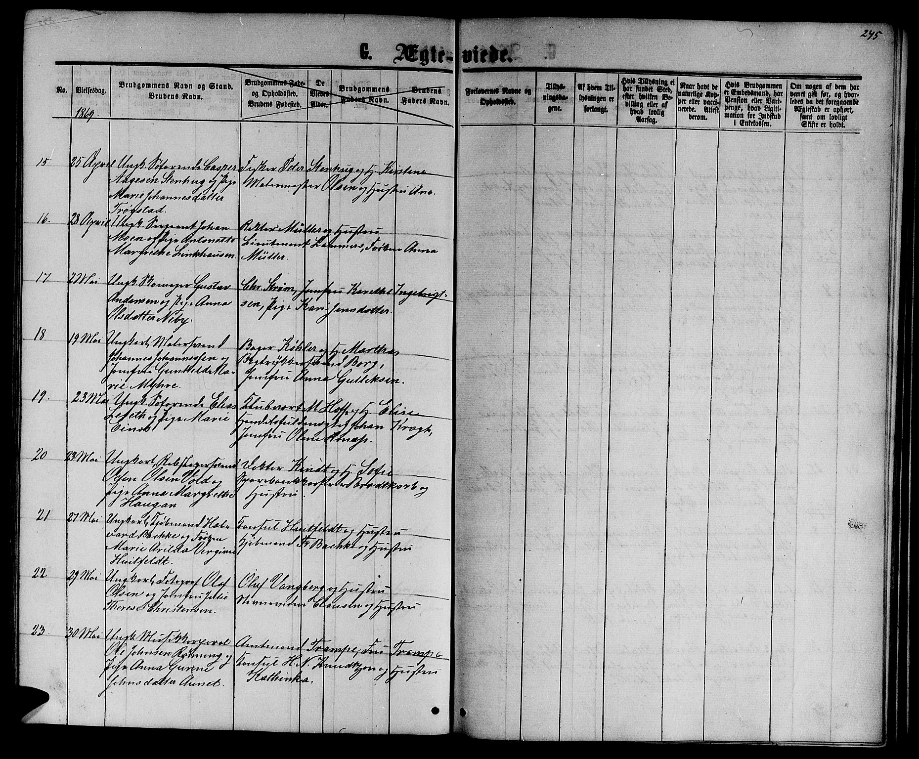 Ministerialprotokoller, klokkerbøker og fødselsregistre - Sør-Trøndelag, AV/SAT-A-1456/601/L0087: Parish register (copy) no. 601C05, 1864-1881, p. 245