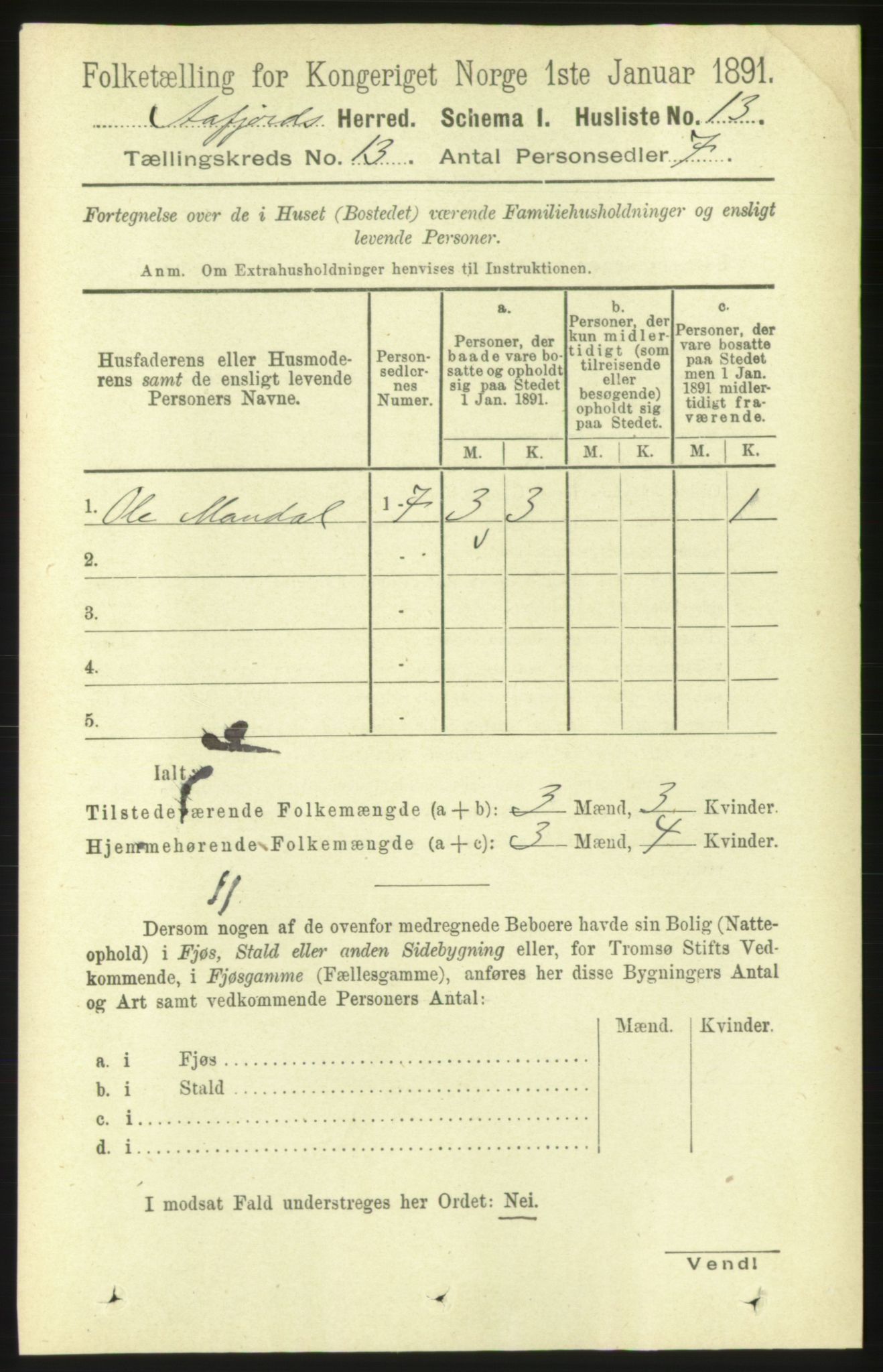 RA, 1891 census for 1630 Åfjord, 1891, p. 4115