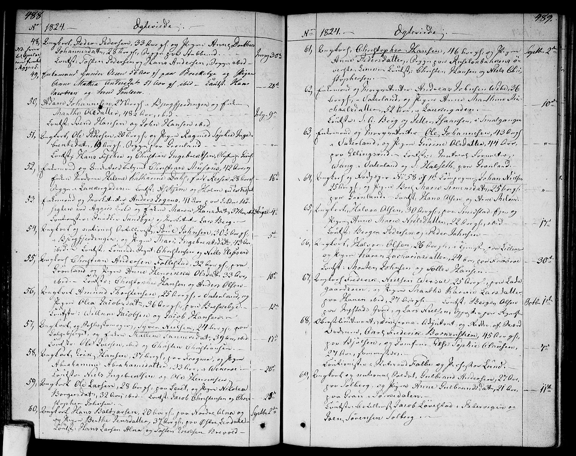Aker prestekontor kirkebøker, SAO/A-10861/F/L0012: Parish register (official) no. 12, 1819-1828, p. 488-489