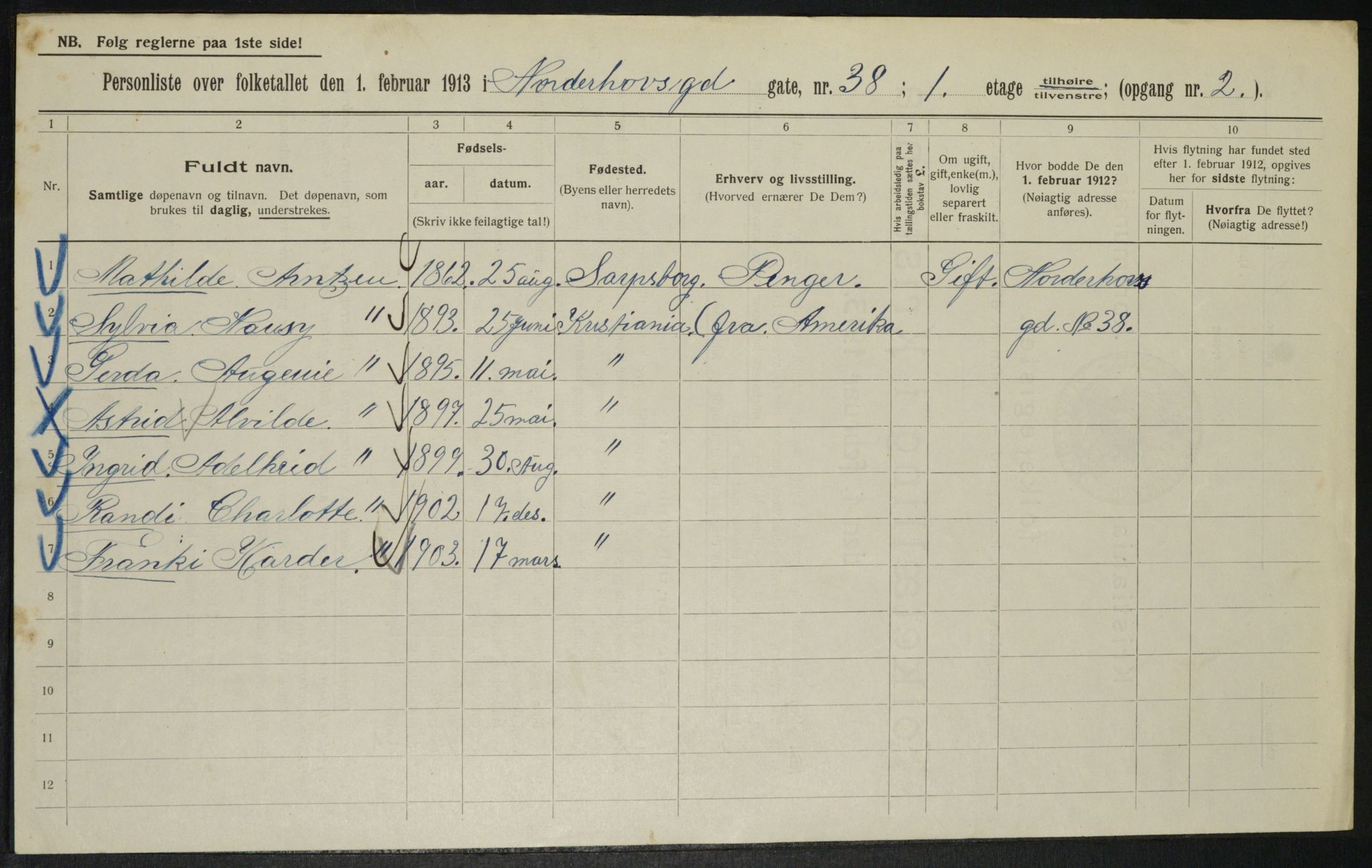 OBA, Municipal Census 1913 for Kristiania, 1913, p. 73088