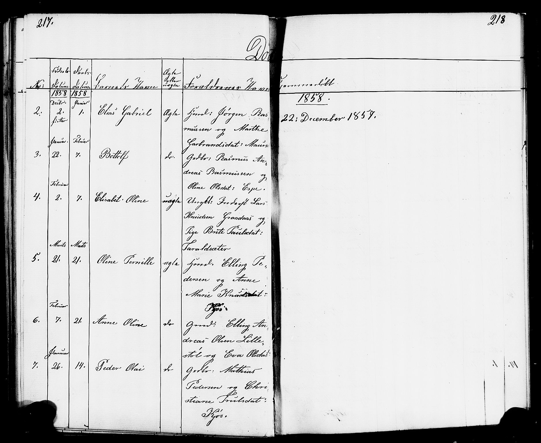 Hornindal sokneprestembete, AV/SAB-A-82401/H/Haa/Haaa/L0001: Parish register (official) no. A 1, 1837-1866, p. 218-219