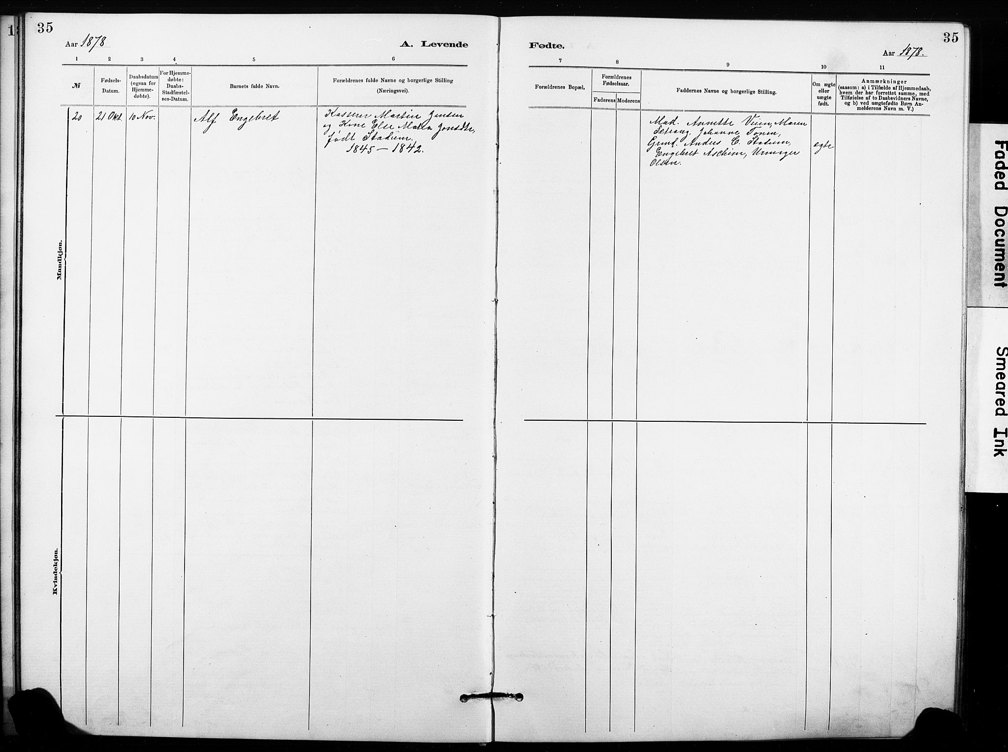 Hønefoss kirkebøker, AV/SAKO-A-609/G/Ga/L0001: Parish register (copy) no. 1, 1870-1887, p. 35
