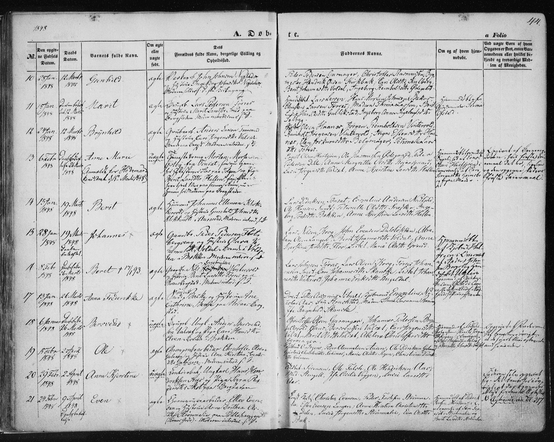 Ministerialprotokoller, klokkerbøker og fødselsregistre - Sør-Trøndelag, SAT/A-1456/681/L0931: Parish register (official) no. 681A09, 1845-1859, p. 44