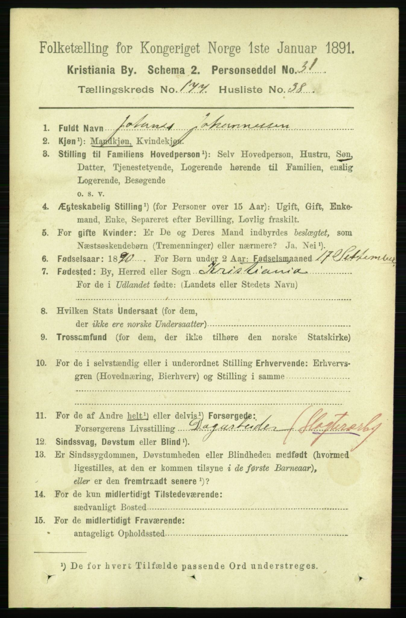 RA, 1891 census for 0301 Kristiania, 1891, p. 107248