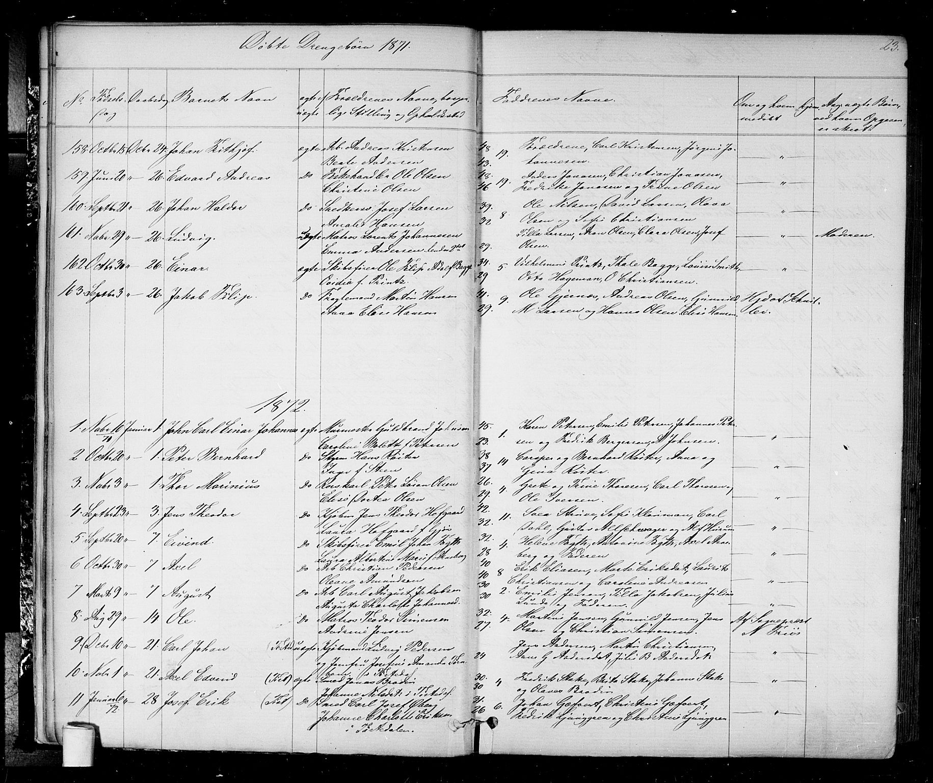 Halden prestekontor Kirkebøker, AV/SAO-A-10909/G/Ga/L0006: Parish register (copy) no. 6, 1869-1884, p. 23