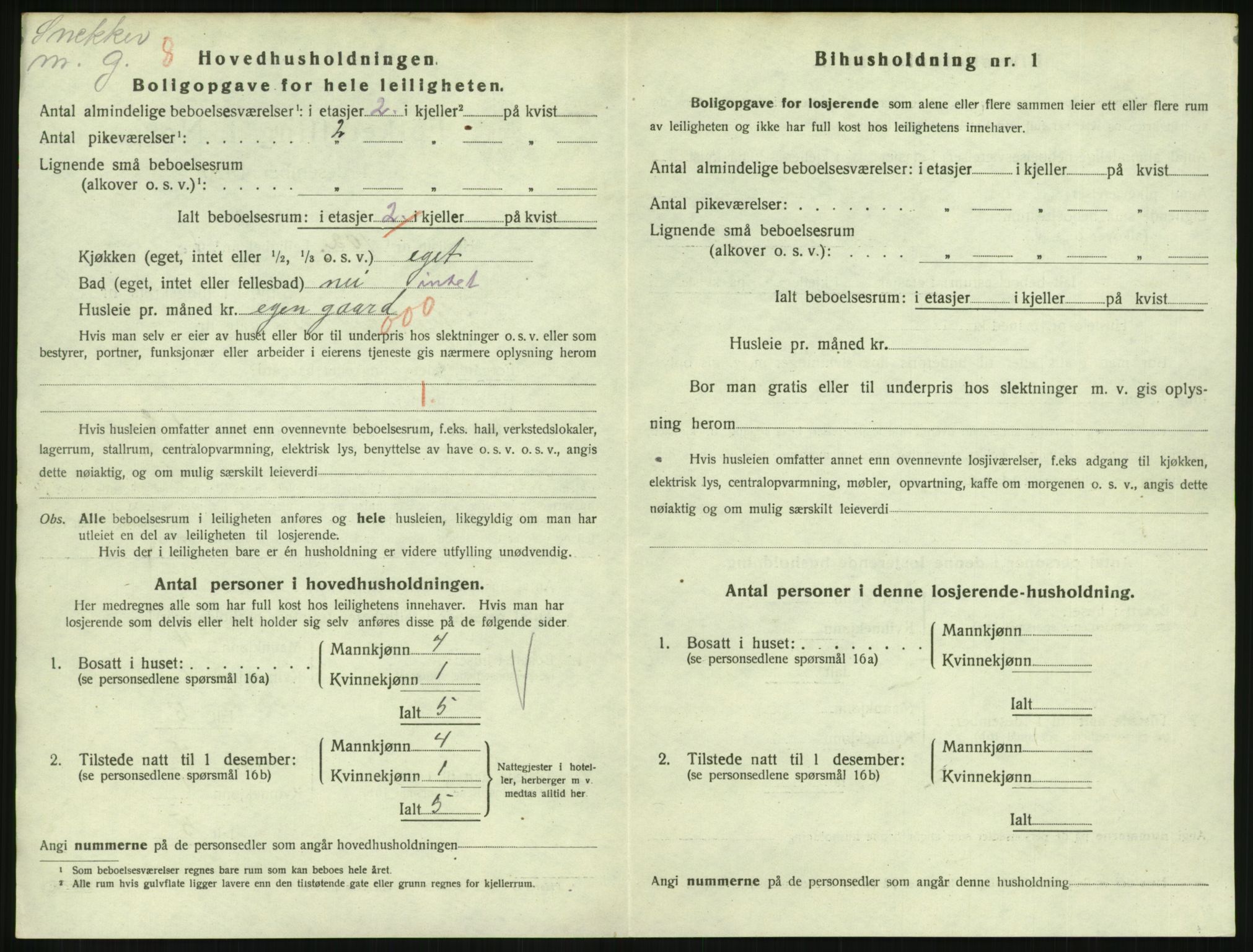 SAH, 1920 census for Lillehammer, 1920, p. 3423