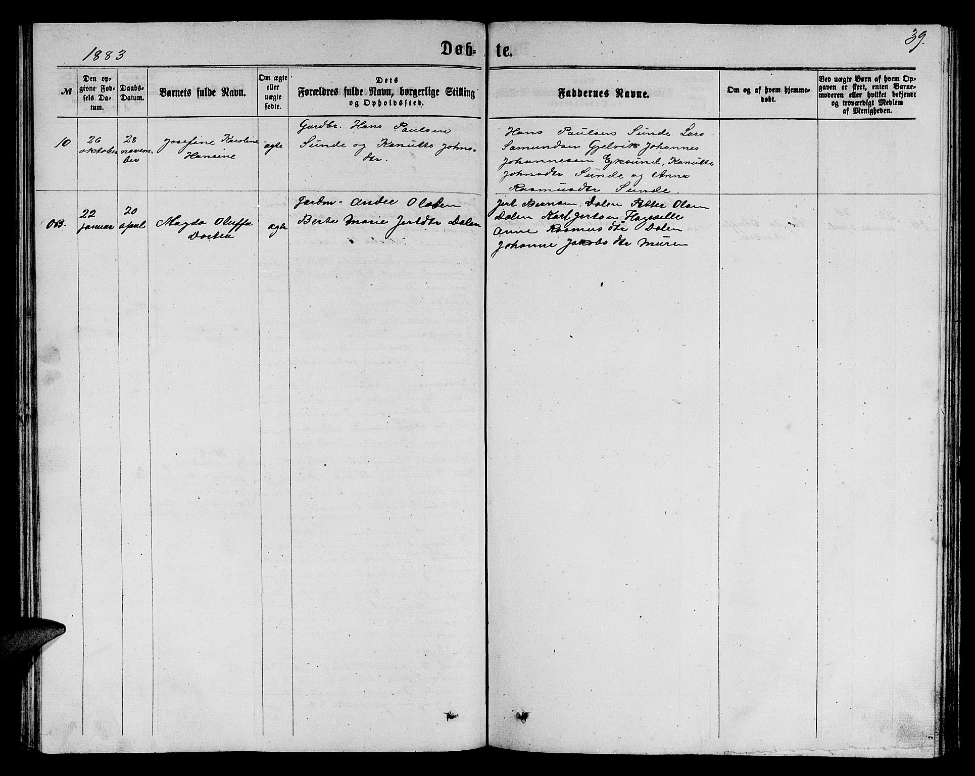 Ministerialprotokoller, klokkerbøker og fødselsregistre - Møre og Romsdal, AV/SAT-A-1454/504/L0059: Parish register (copy) no. 504C01, 1863-1883, p. 39