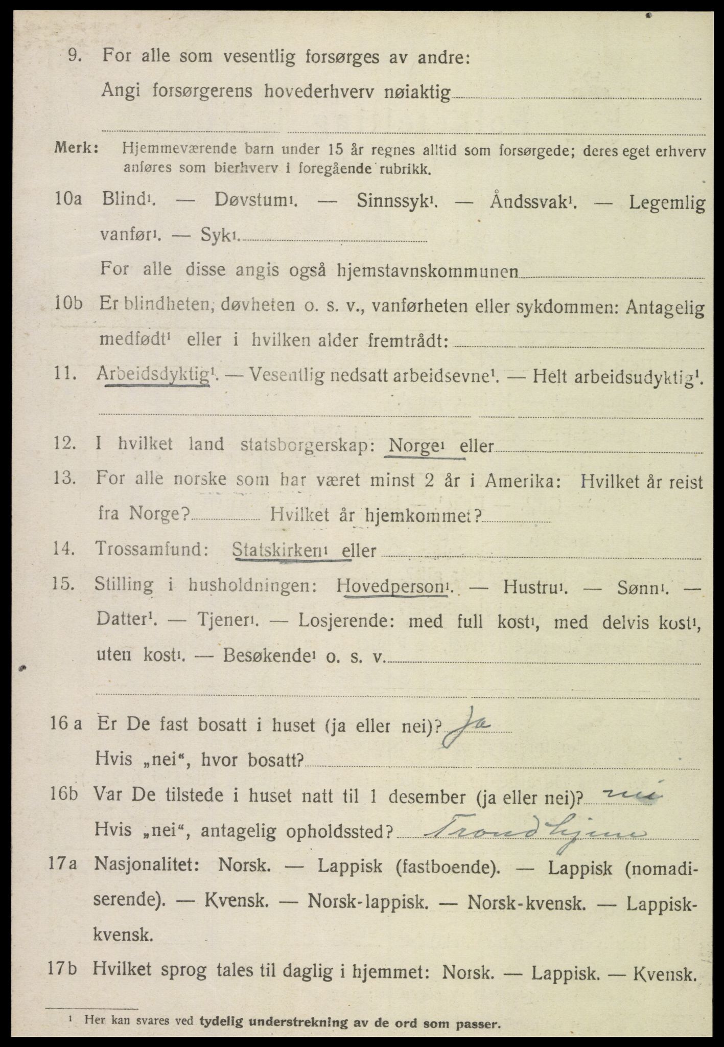 SAT, 1920 census for Leksvik, 1920, p. 6123